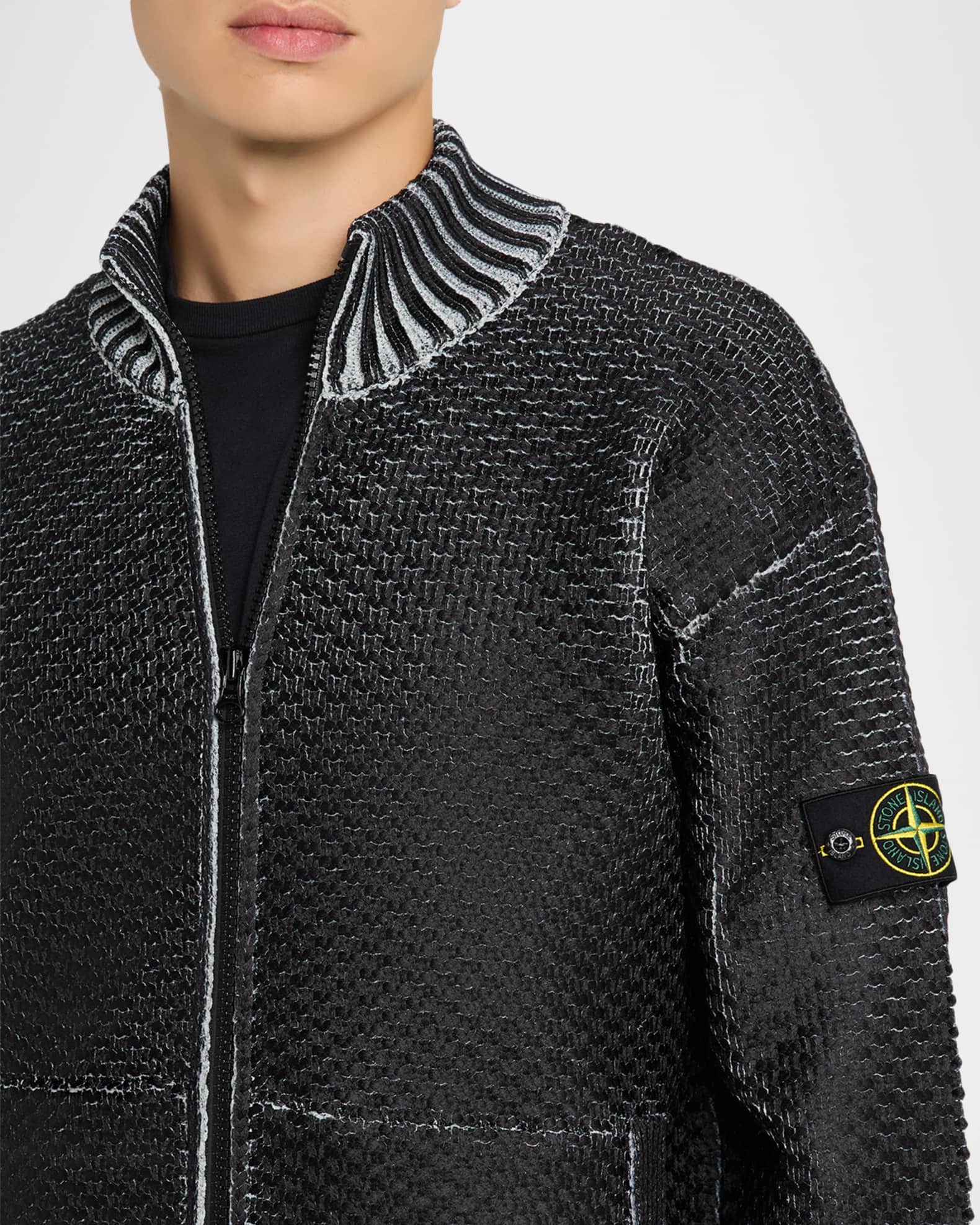Stone Island Men's Zipper Cardigan Sweater with Pockets | Neiman