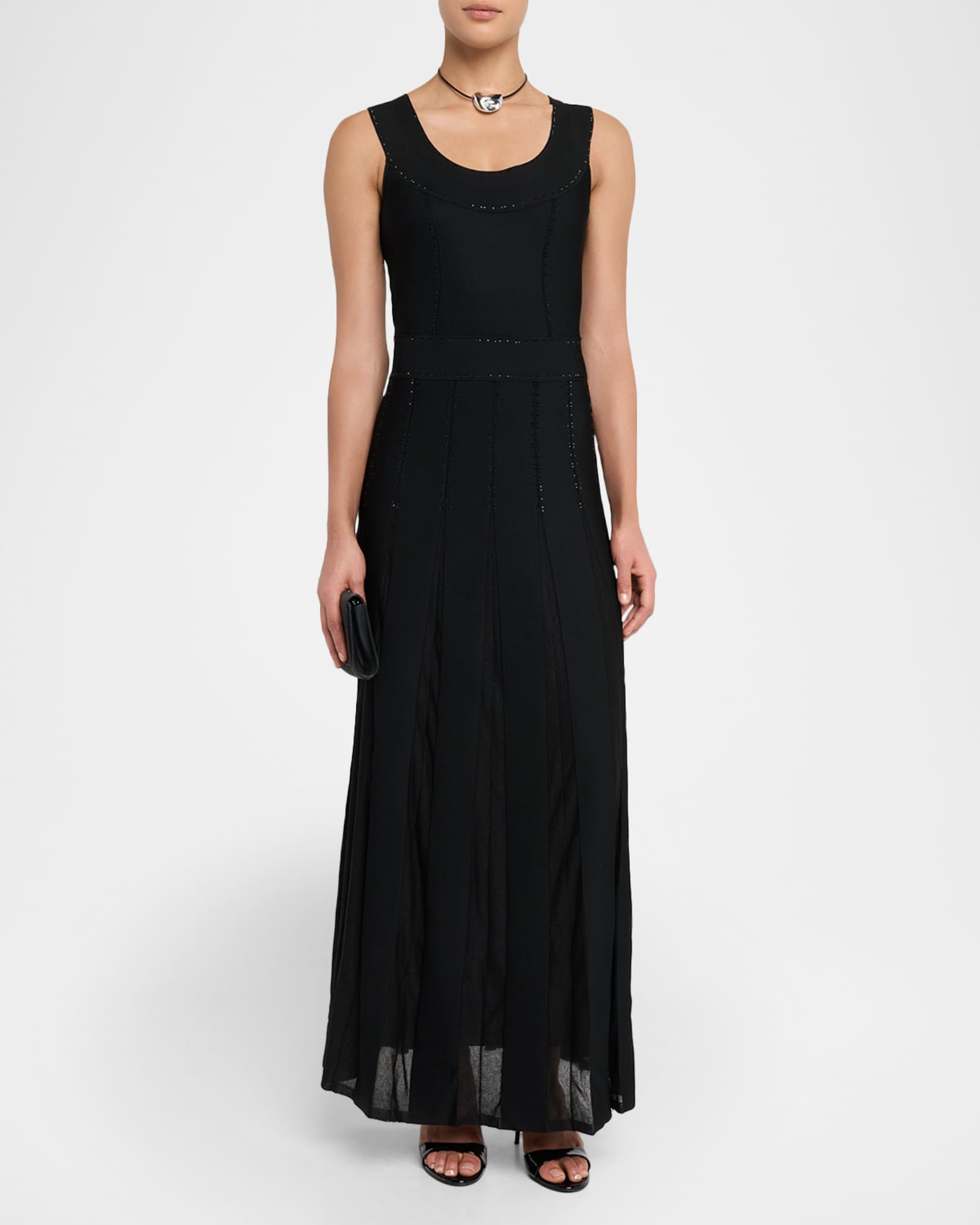 Embellished Pique Knit Flare Gown 1