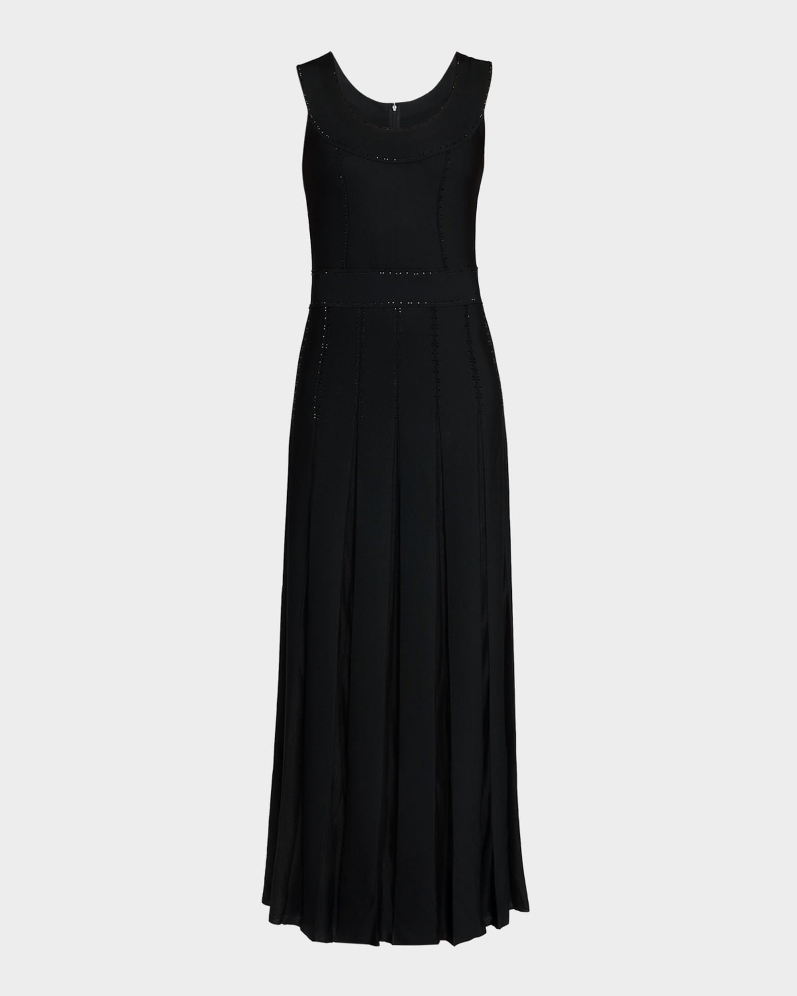 Embellished Pique Knit Flare Gown 0