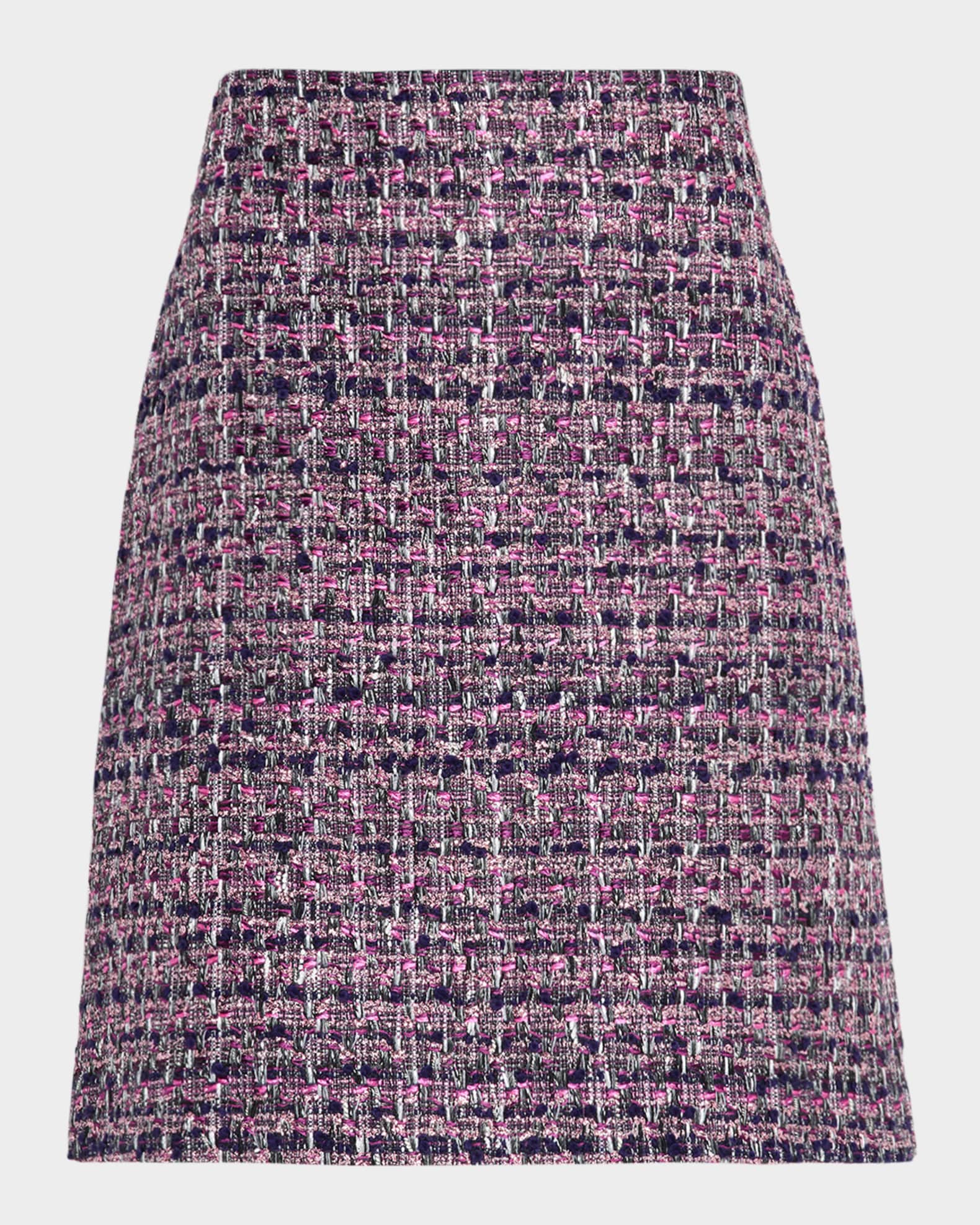 Straight Lurex Tape Tweed Skirt 0