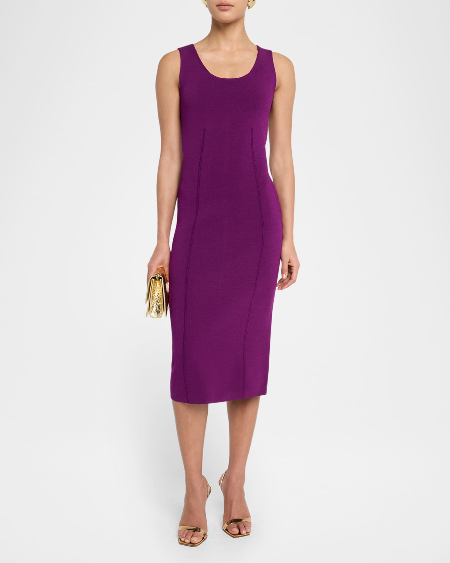 Sleeveless Stretch Crepe Knit Dress 1