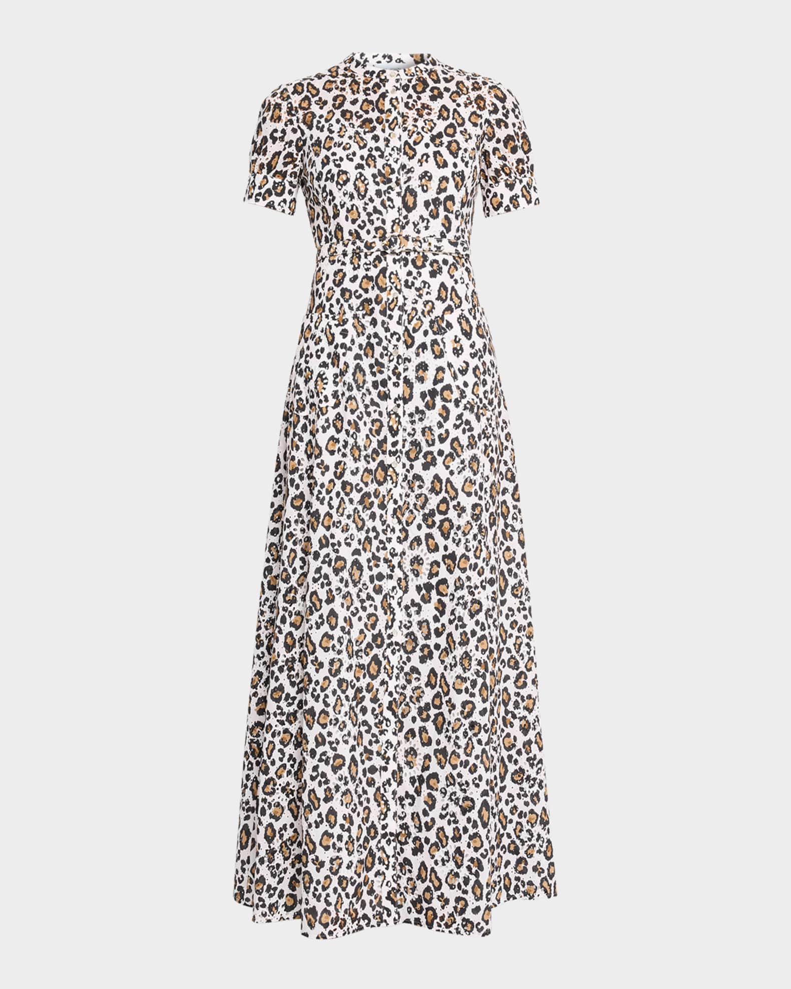 Leopard-Print Eyelet Maxi Dress 0
