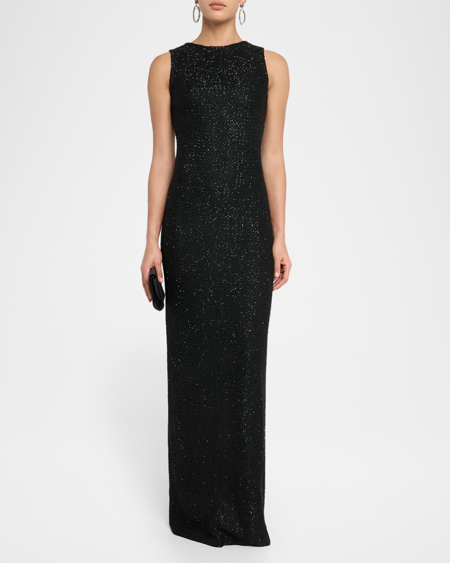 Sleeveless Knit Sequined Gown 1