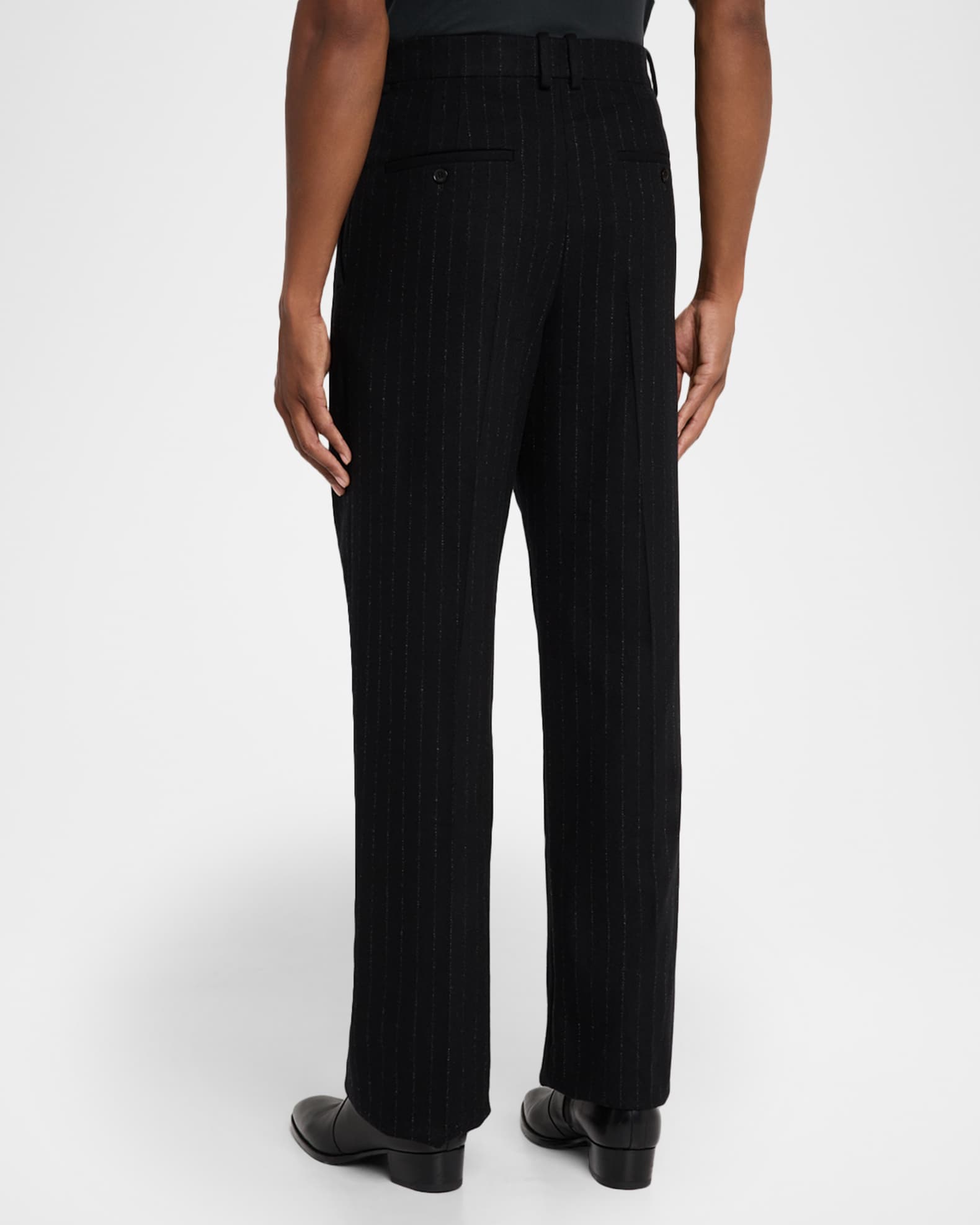 Saint Laurent Men's Wool and Cashmere Straight-Leg Pinstripe Pants