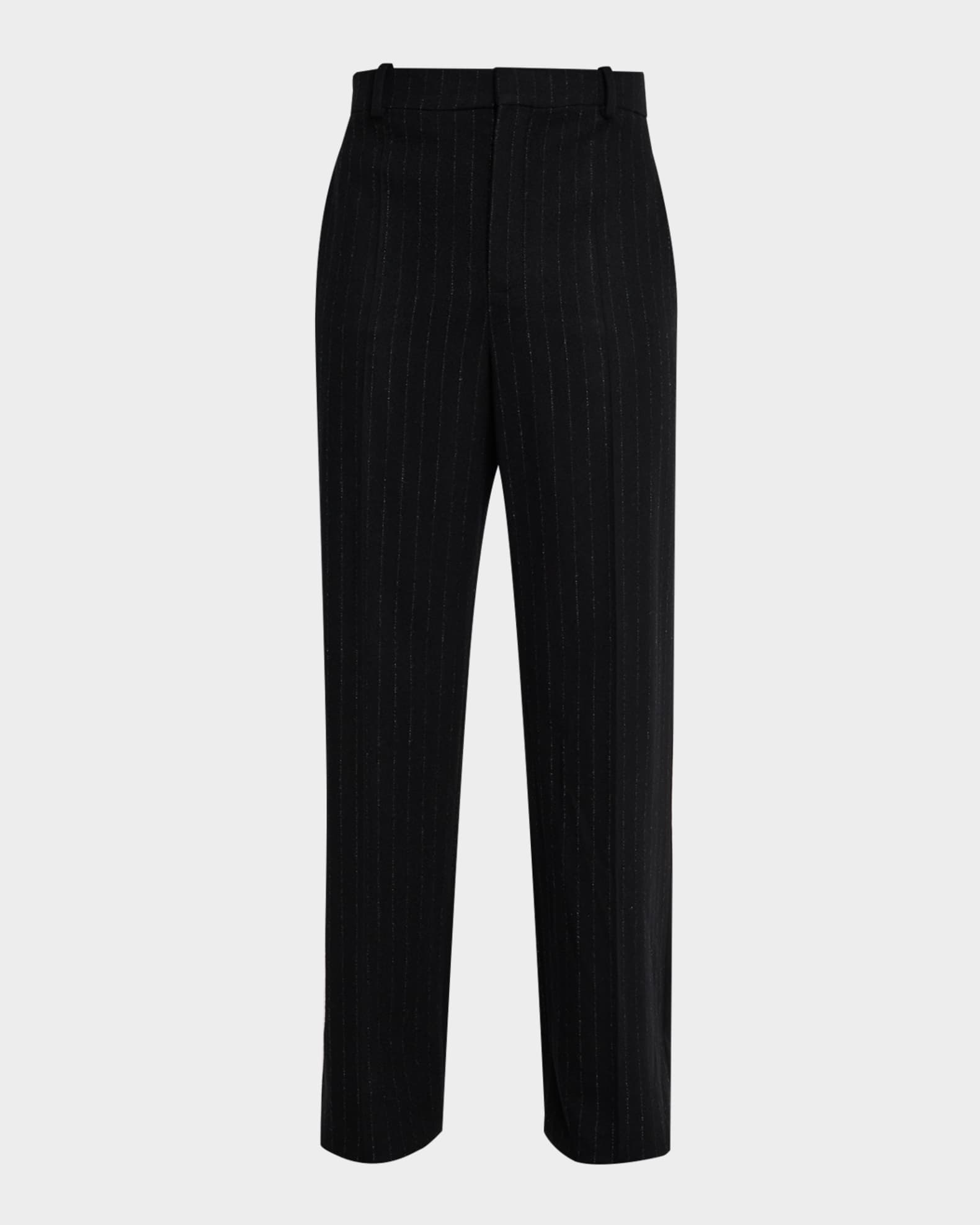 【Saint Laurent】Pinstriped Wool Straight-Leg Pants Saint Laurent Men's Wool and Cashmere Straight-Leg Pinstripe