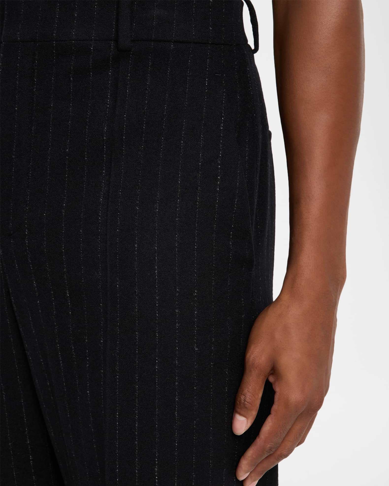 Saint Laurent Men's Wool and Cashmere Straight-Leg Pinstripe