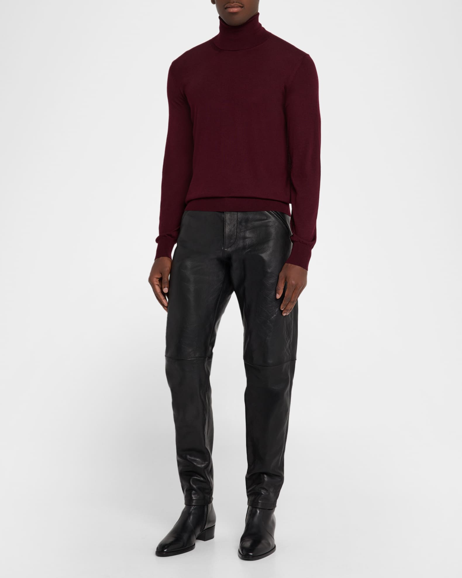 Saint Laurent Men's Slim Textured Leather Pants | Neiman Marcus