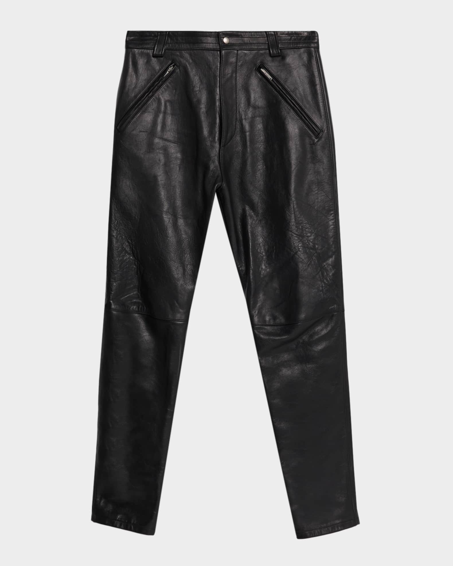 Saint Laurent Men's Slim Textured Leather Pants | Neiman Marcus