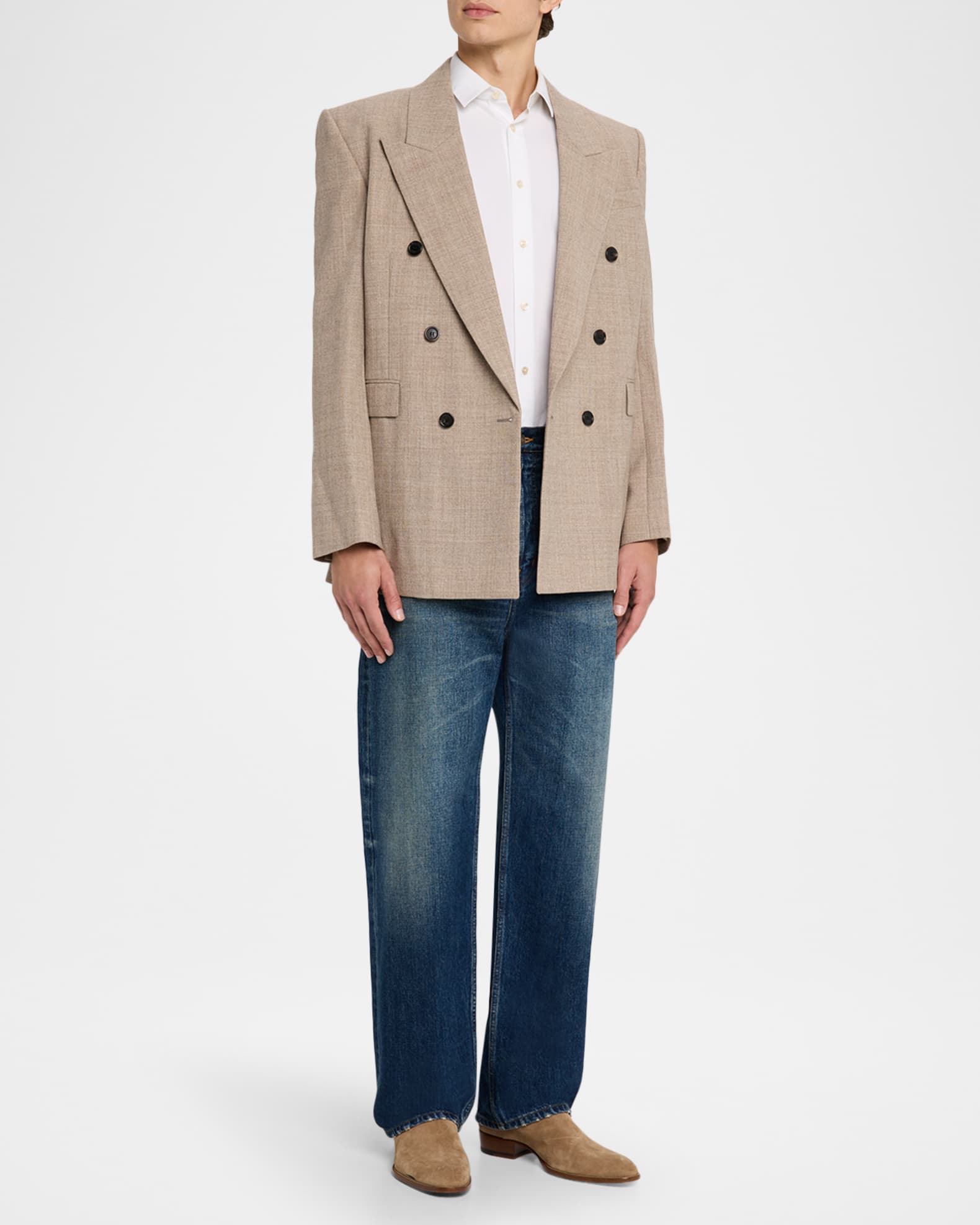Saint Laurent Men's Double-Breasted Blazer Jacket | Neiman Marcus