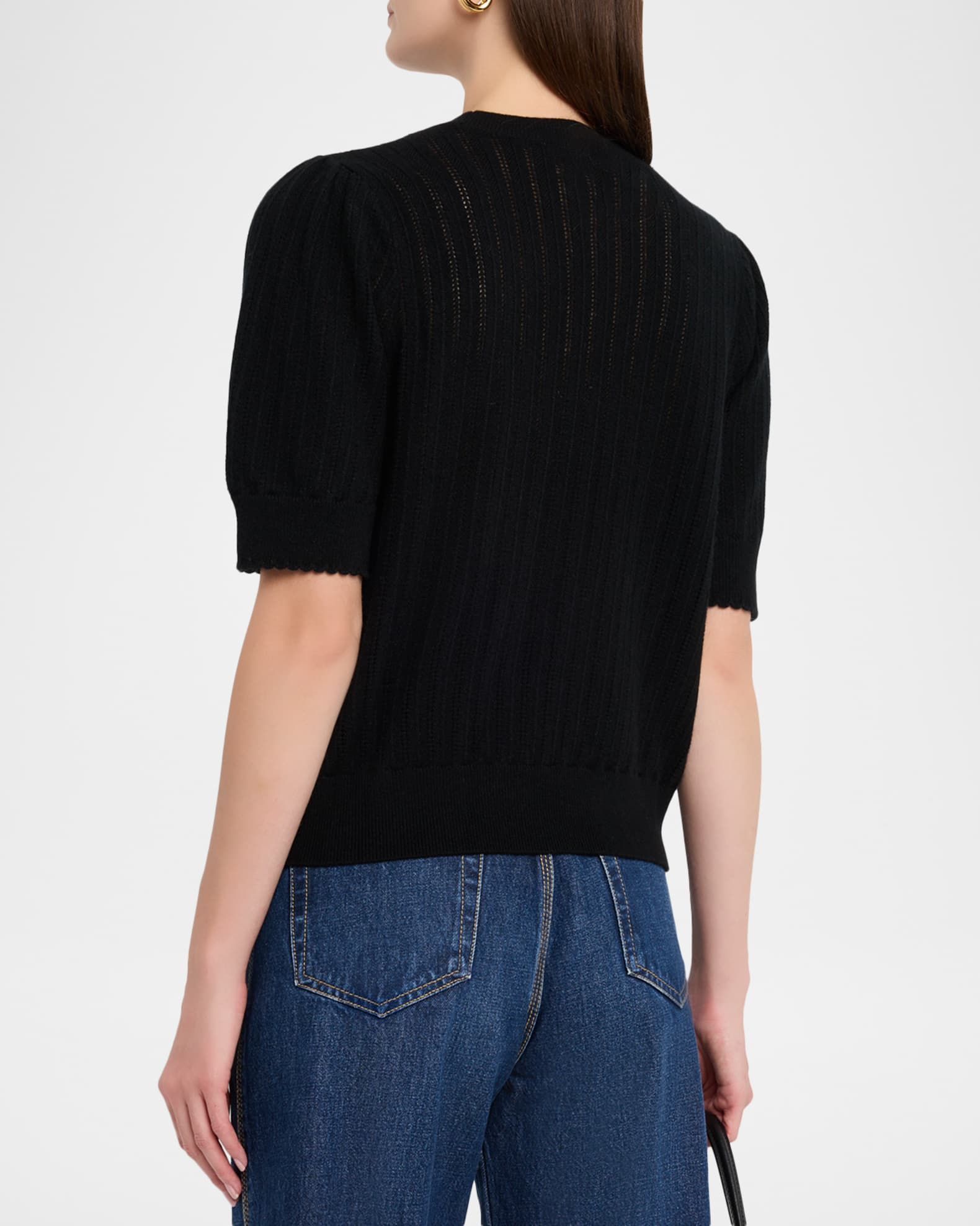 The Ladder Pointelle Cashmere Sweater
