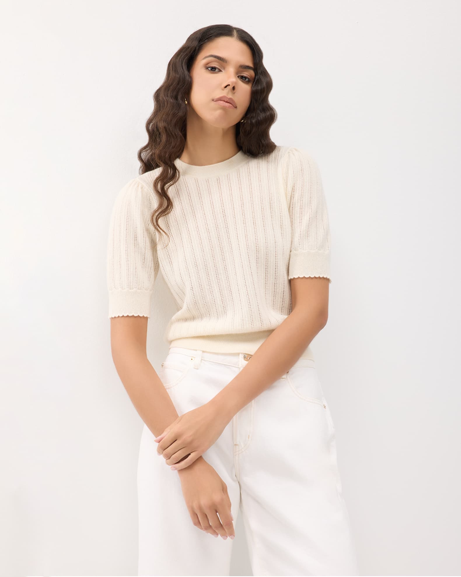 The Ladder Pointelle Cashmere Sweater