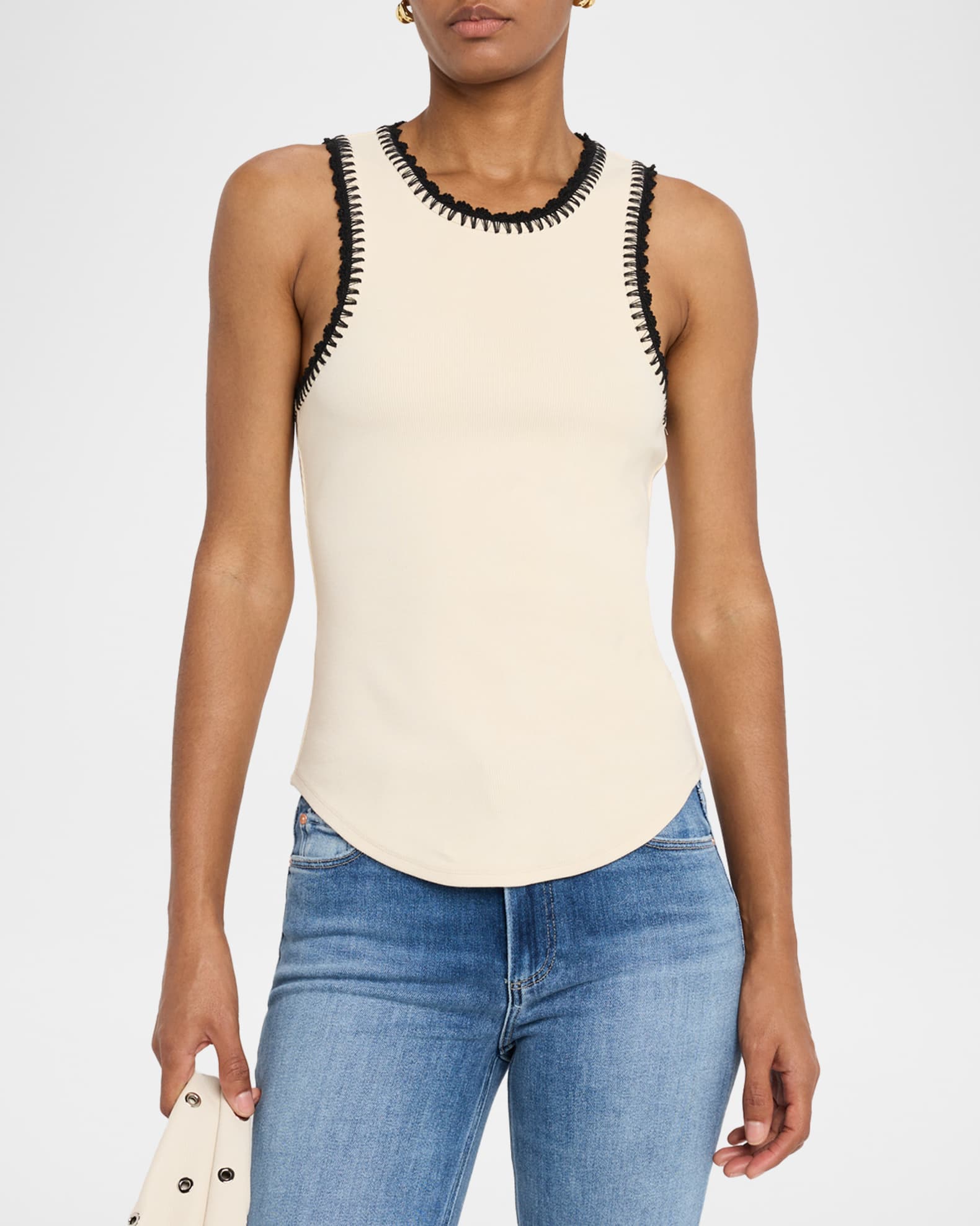 Cinq a Sept Lizzie Crochet-Trim Tank Top | Neiman Marcus