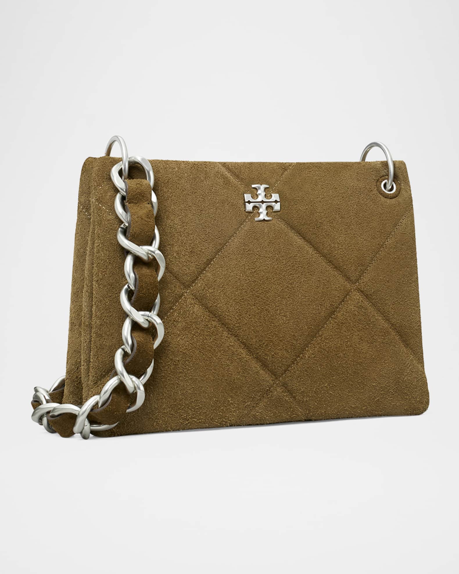 Kira Small Diamond-Quilted Suede Shoulder Bag 1