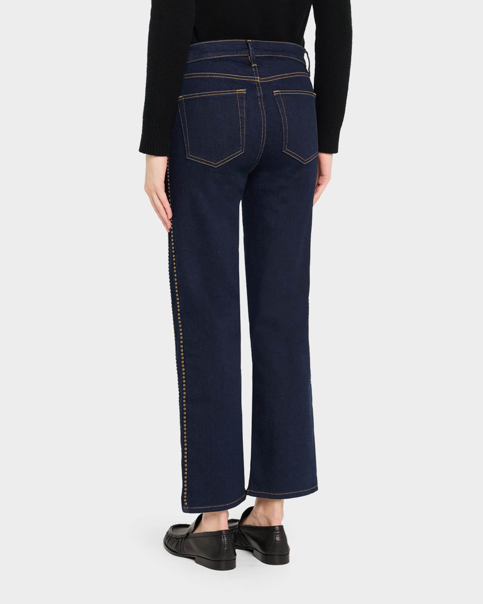 FRAME Le Sleek Straight Studded Jeans | Neiman Marcus