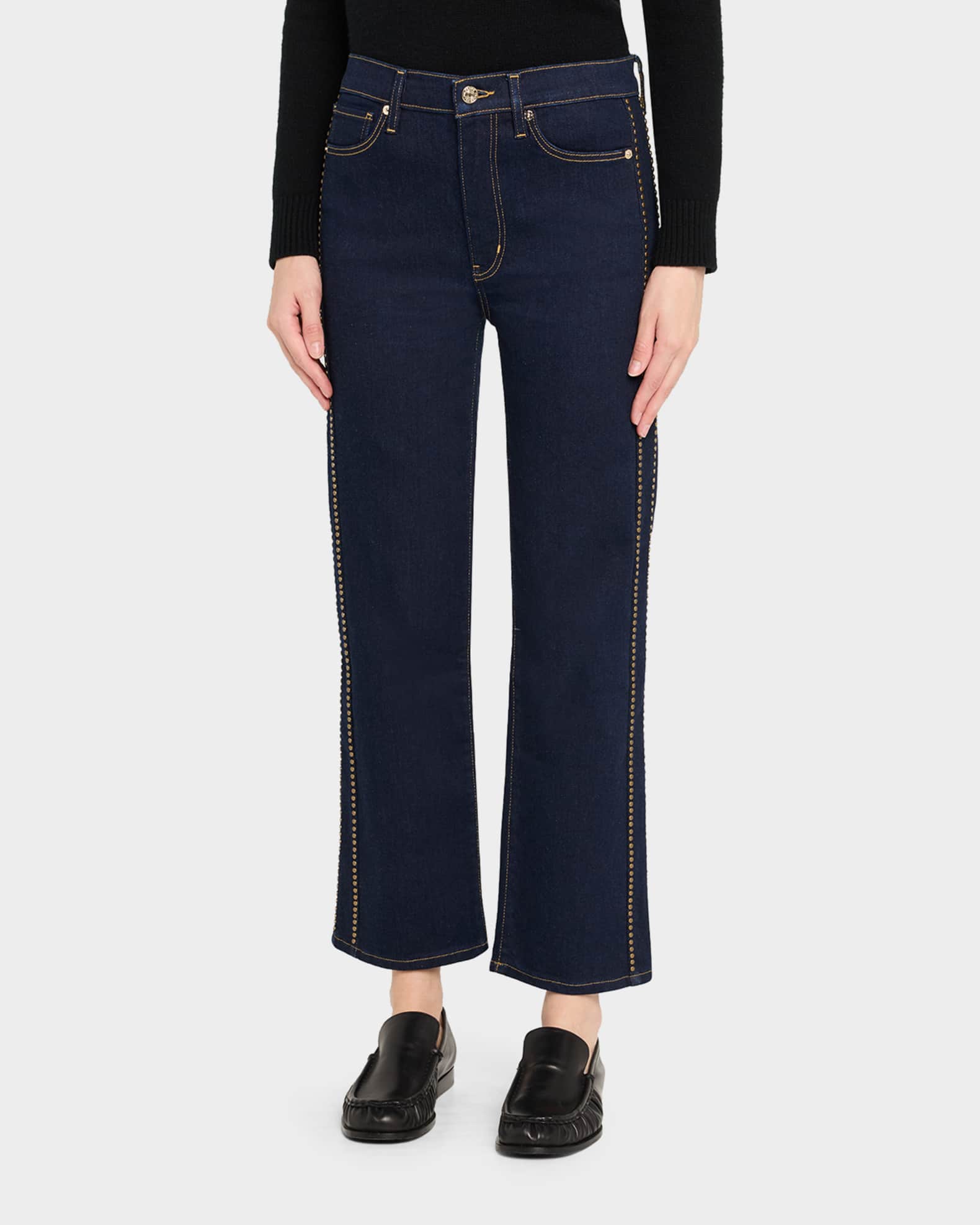 23830 Studded Embellished Straight Denim Jeans main image 1