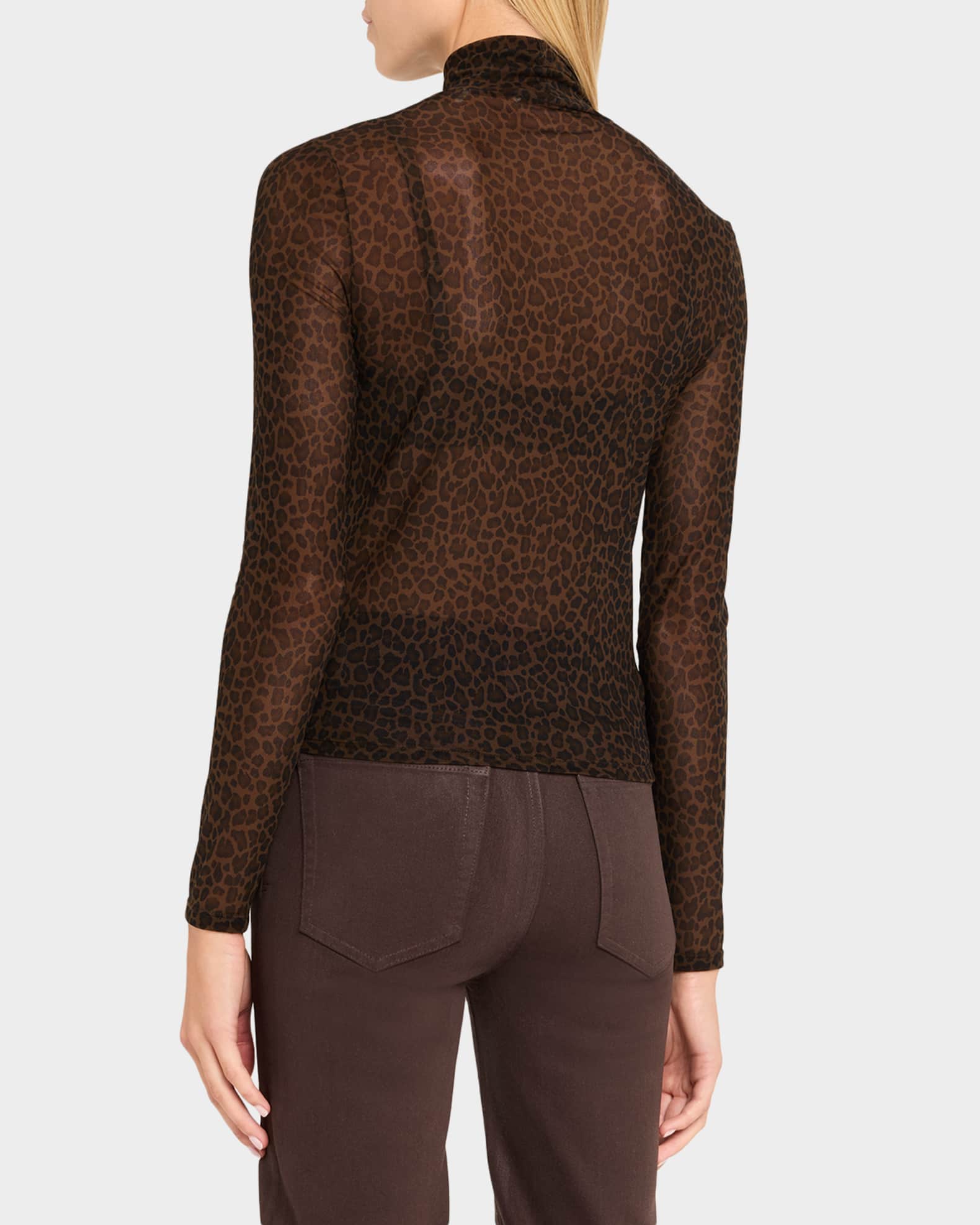 FRAME The Sheer Mesh Turtleneck Top | Neiman Marcus