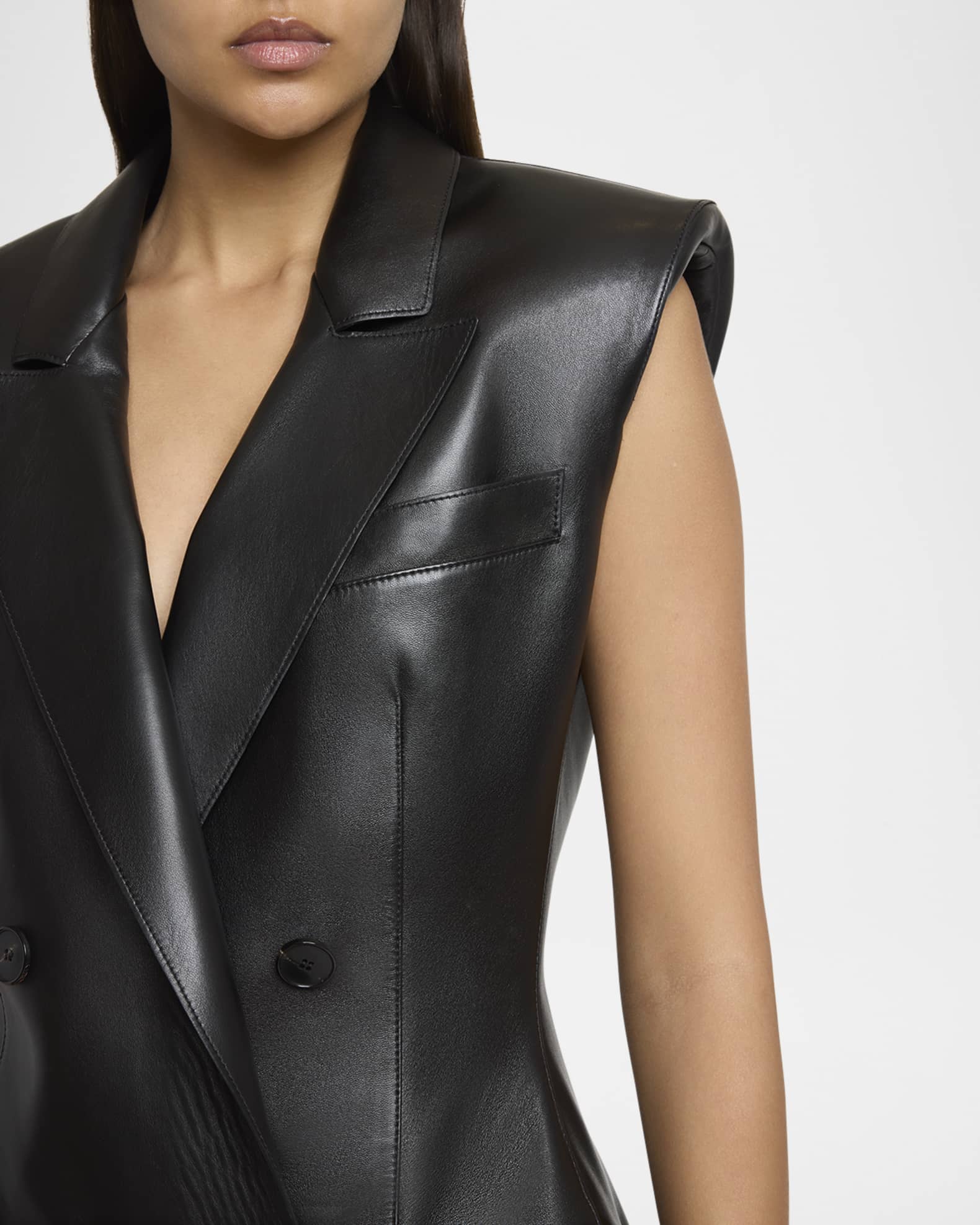 ジャケット・アウター Givenchy 2017 Leather Sleeveless Jacket Givenchy Sleeveless Double-Breasted Leather Jacket | Neiman Marcus