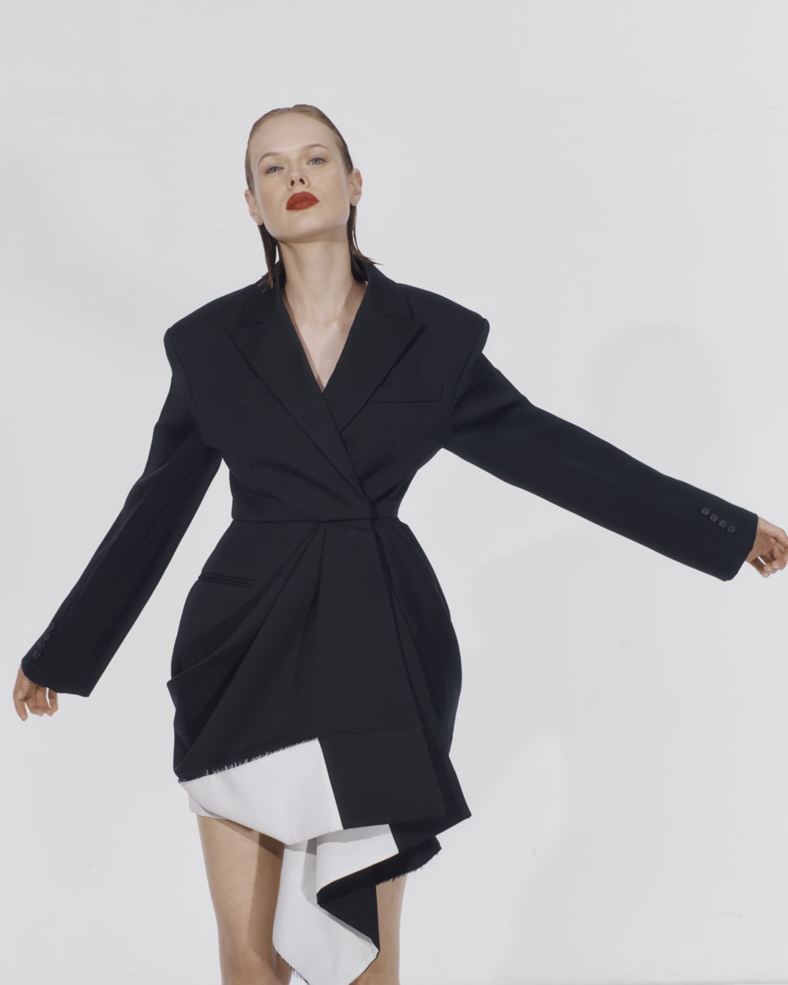 Givenchy Draped Grain De Poudre Double-Breasted Jacket | Neiman Marcus