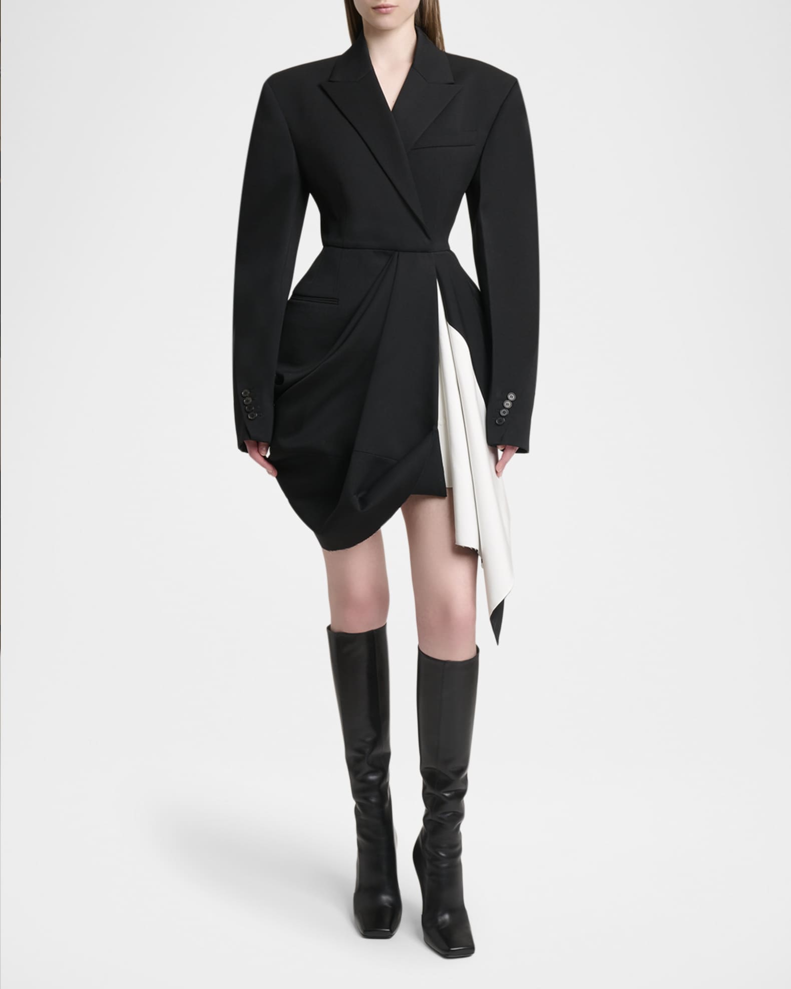 Givenchy Draped Grain De Poudre Double-Breasted Jacket | Neiman Marcus