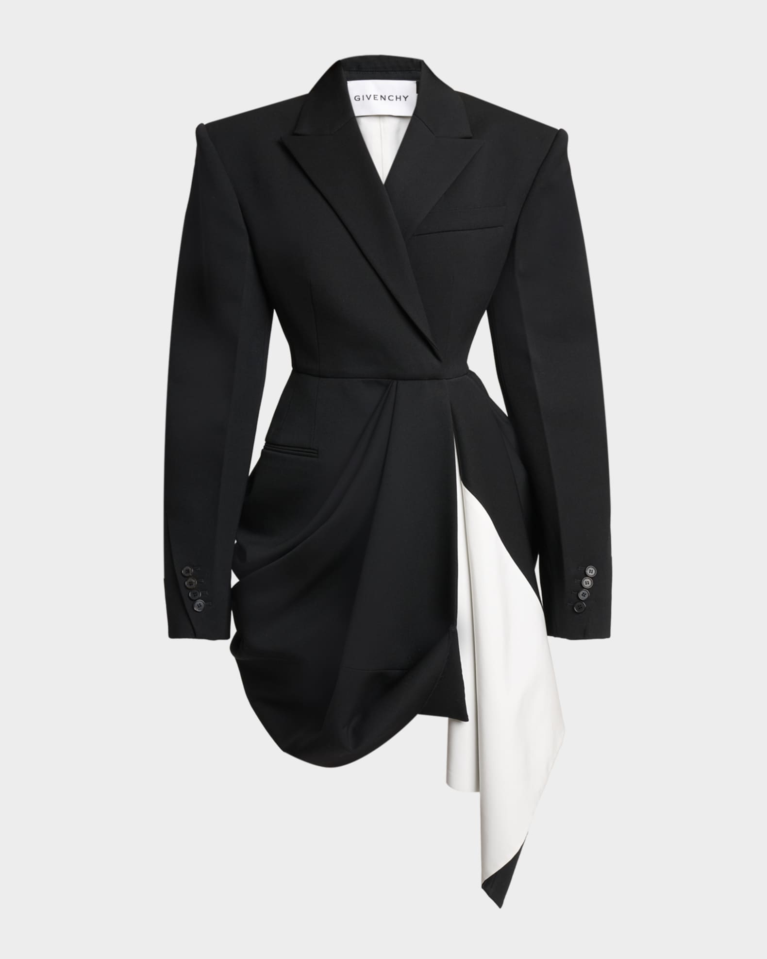 Givenchy Draped Grain De Poudre Double-Breasted Jacket | Neiman Marcus