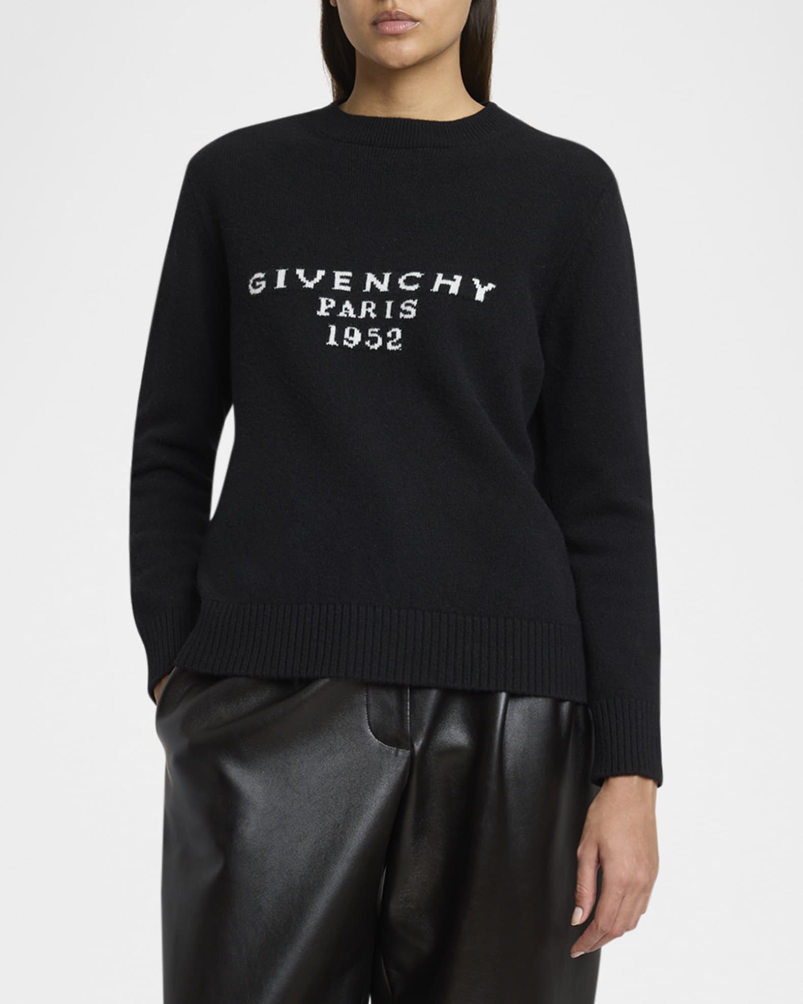 Givenchy Logo Wool-Blend Crewneck Sweater | Neiman Marcus