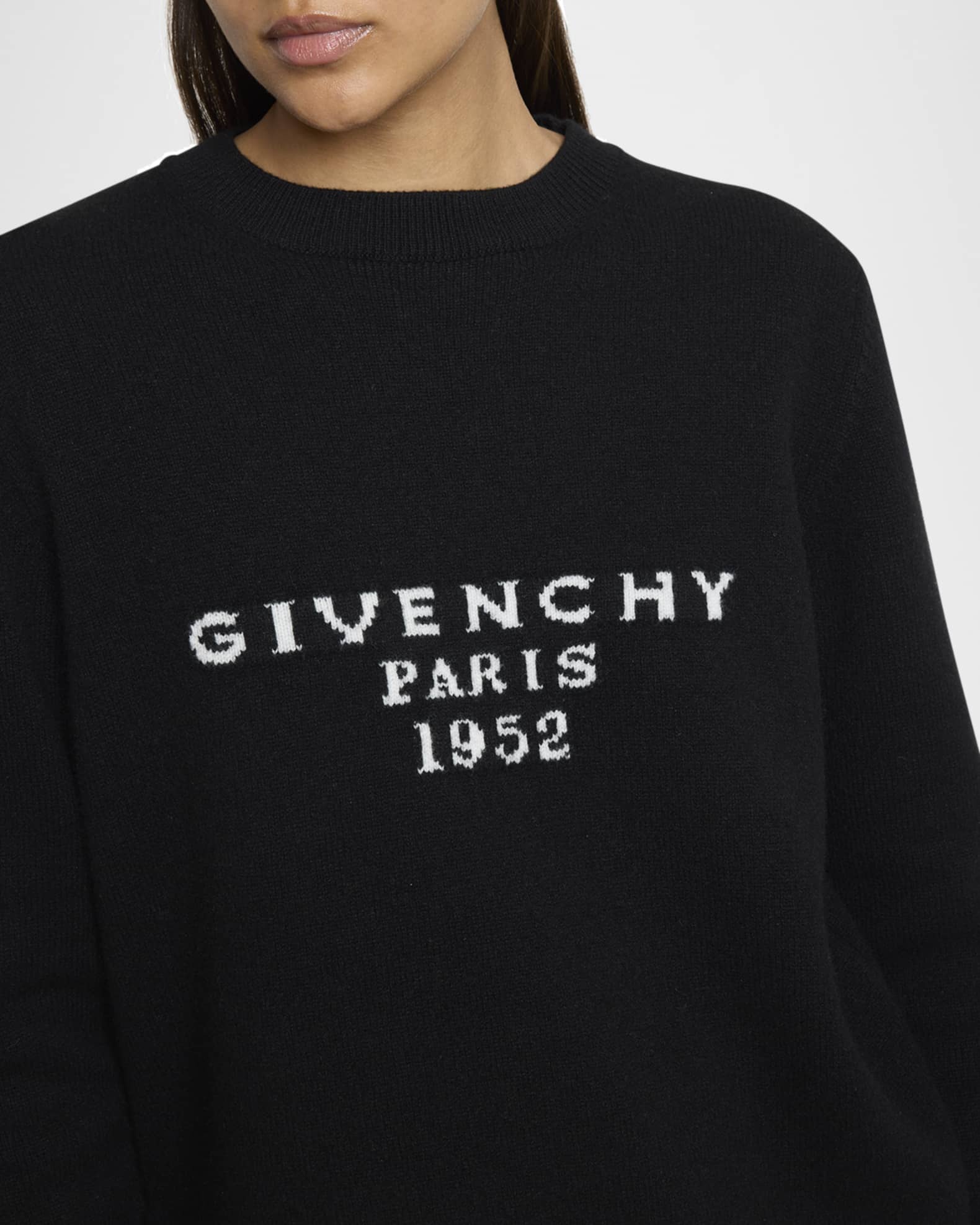 トップス givenchy crewneck Sweater in cotton knit with GIVENCHY Paris embroidery | Givenchy