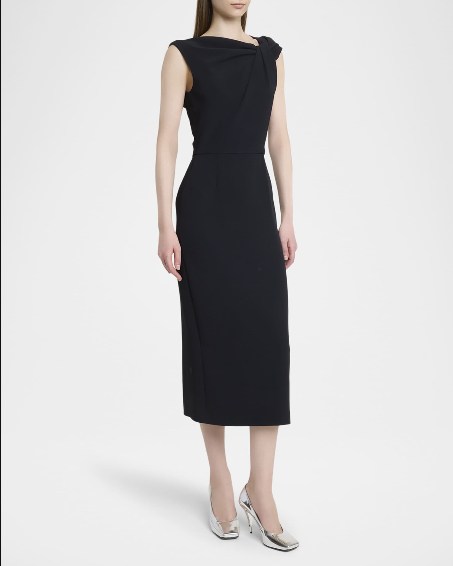 black givenchy dress Structured Sleeveless V-Neck Midi Dress main image 0