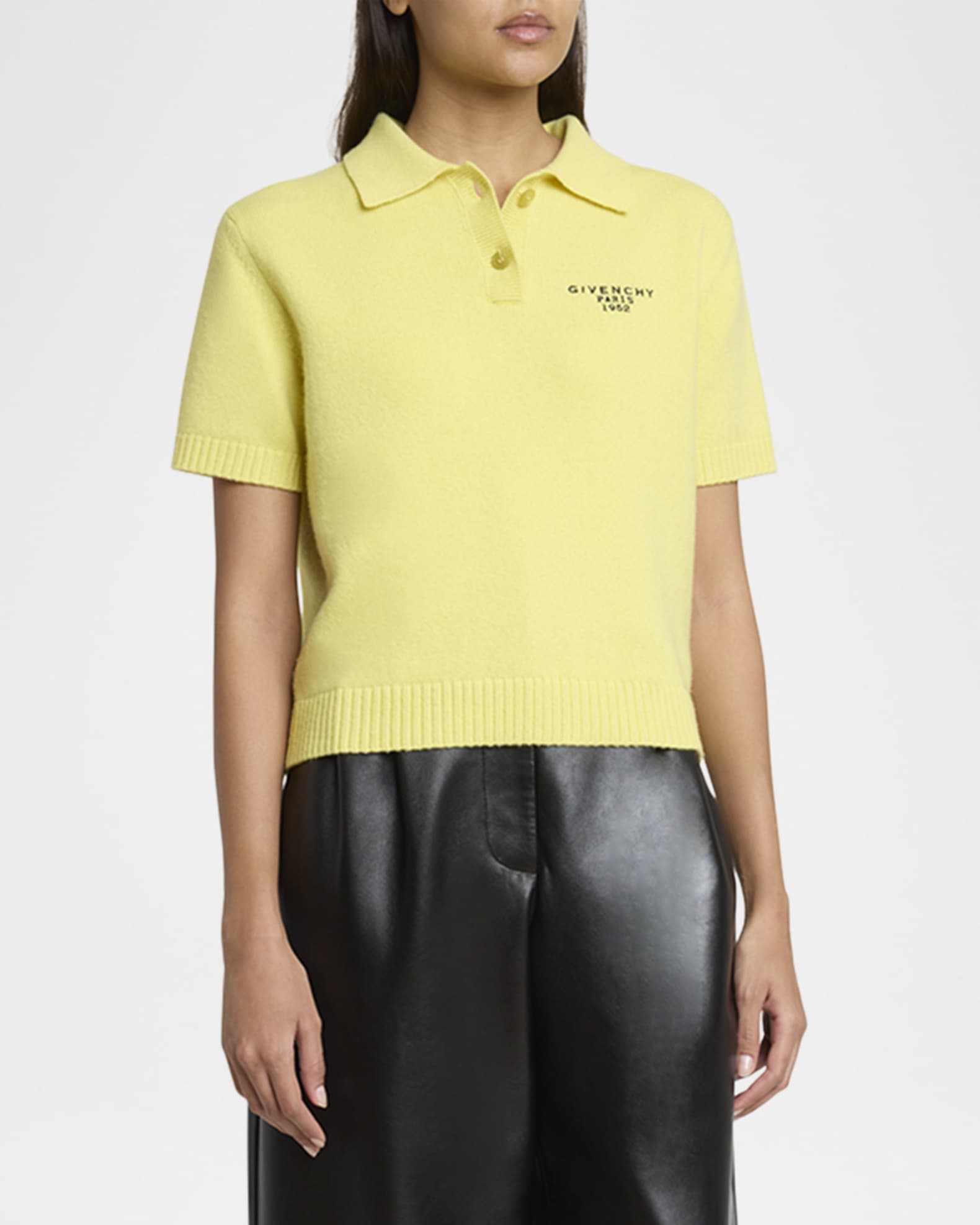 Givenchy Embroidered Short-Sleeve Wool-Cashmere Polo | Neiman Marcus