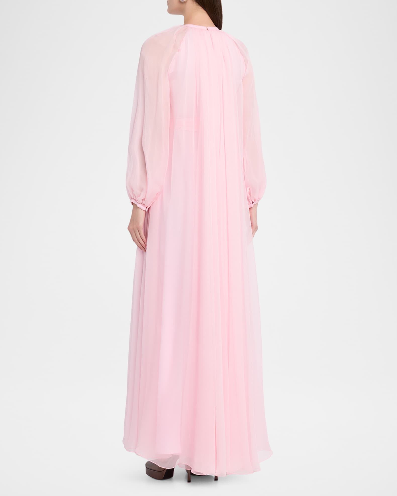 Givenchy Balloon-Sleeve Silk Chiffon Gown | Neiman Marcus