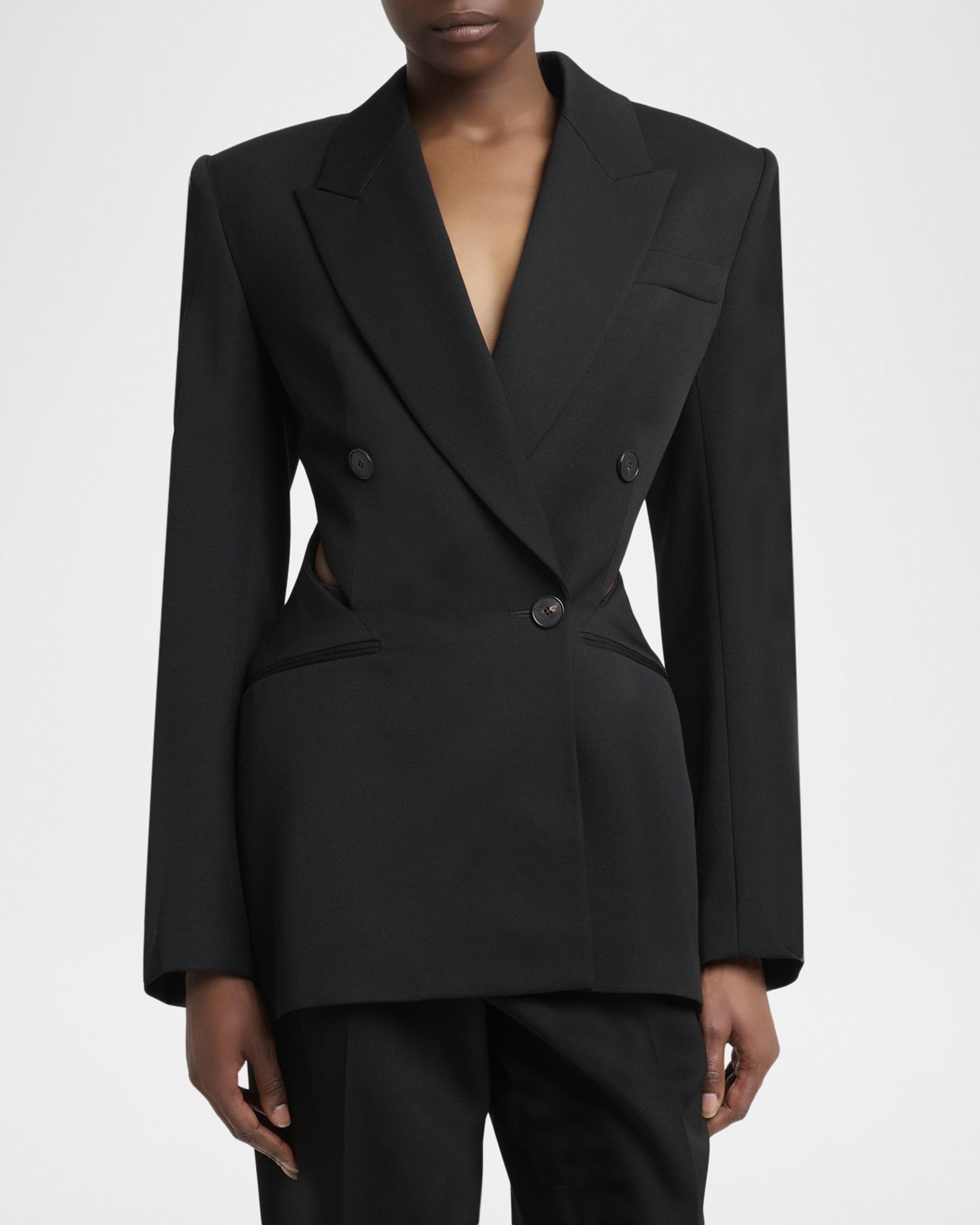 Givenchy Slash Cutout Double-Breasted Blazer Jacket | Neiman Marcus