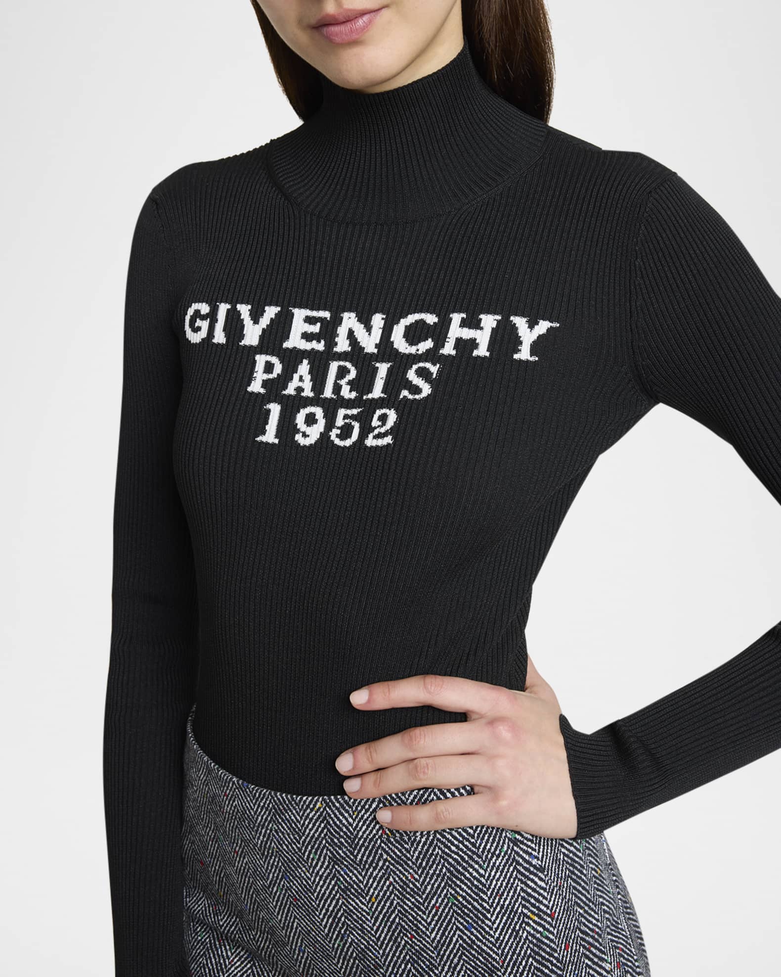 Givenchy High-Neck Logo-Print Bodysuit | Neiman Marcus