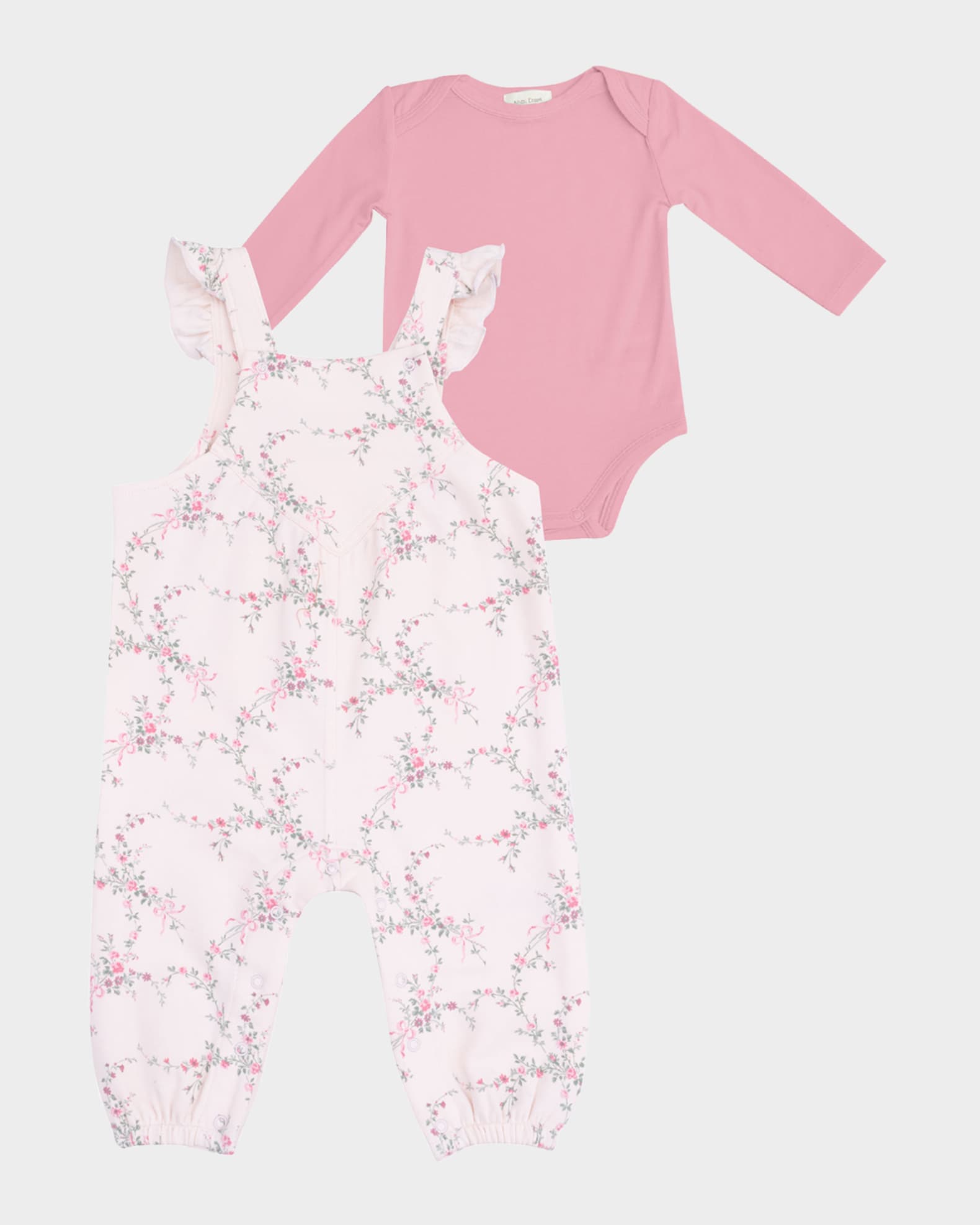 Girl's 2-Piece Antoinette Floral Overalls and Bodysuit Set, Size 3M-24M 0