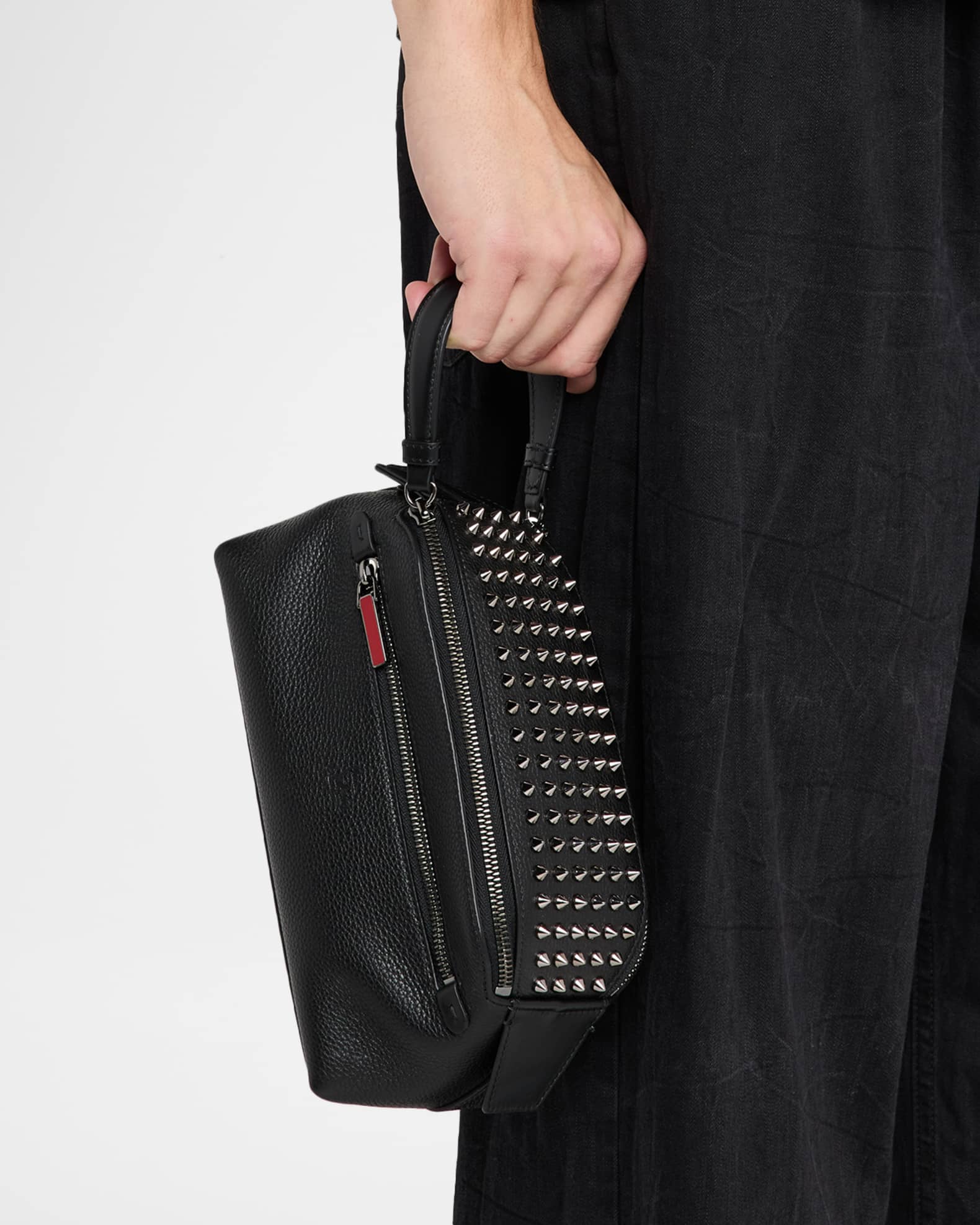 Christian Louboutin Men's Funky Leather Empire Spikes Travel Pouch