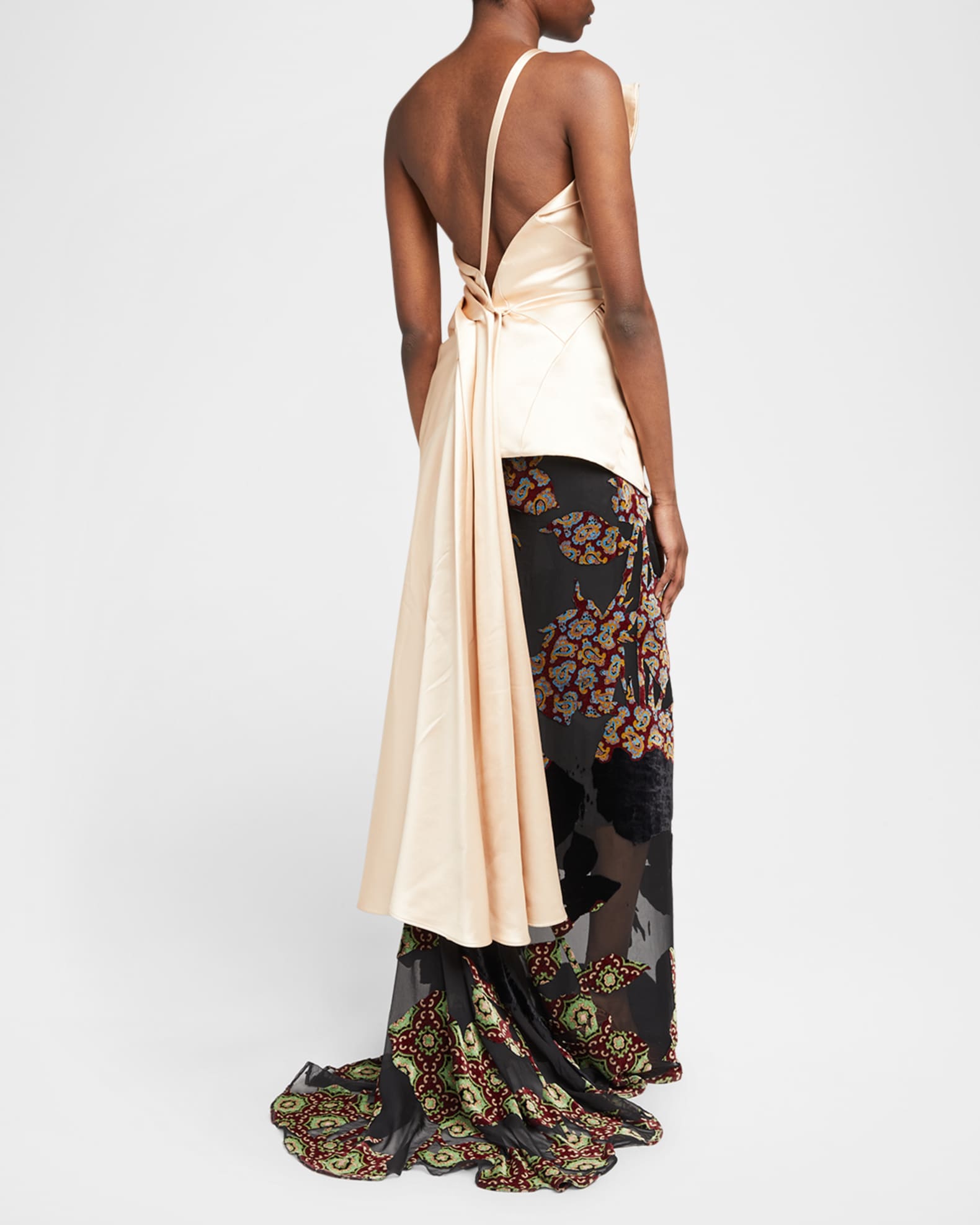 Dries Van Noten Camari Draped Satin High-Low Top | Neiman Marcus