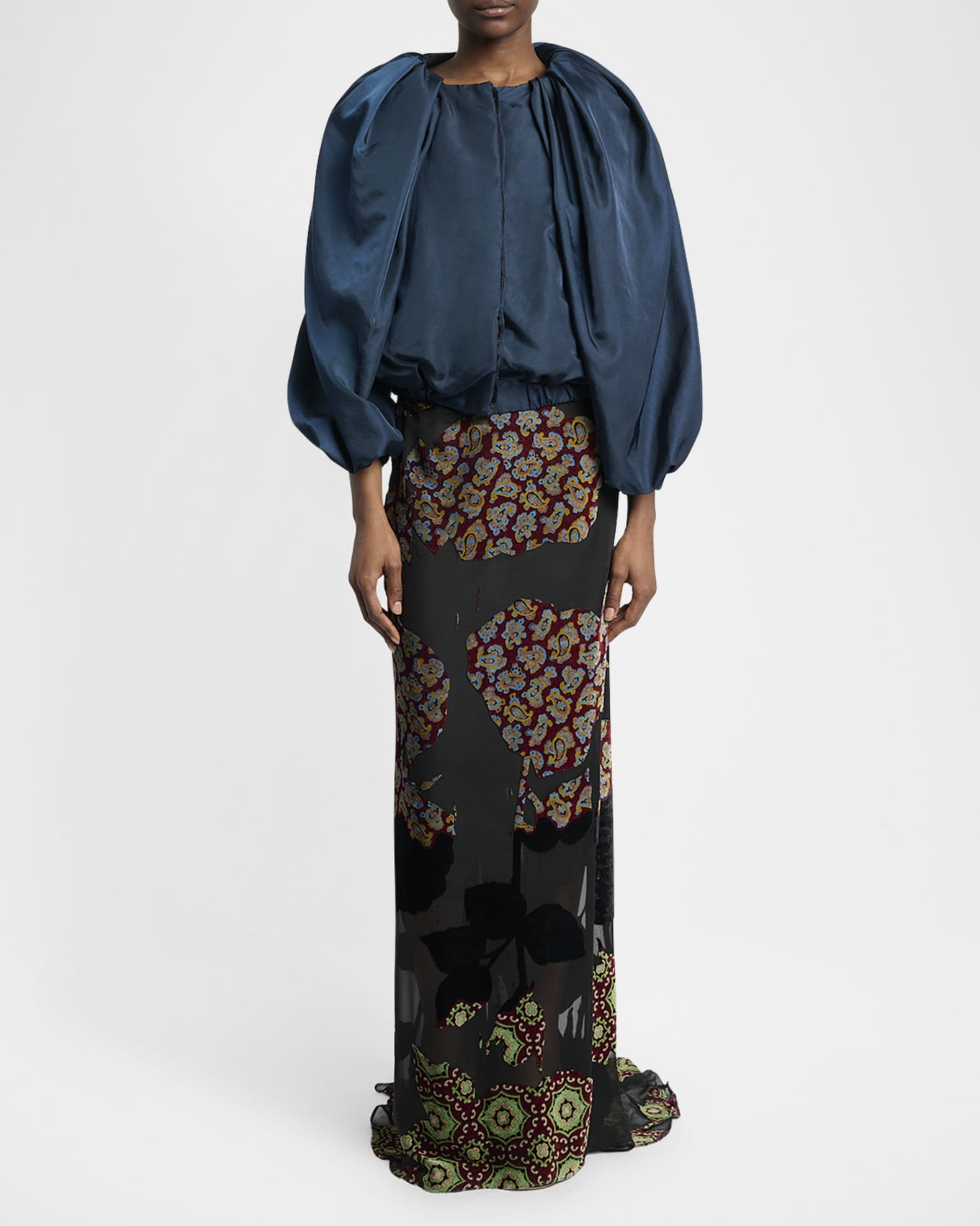 Dries Van Noten Salvix Velvet Burnout Maxi Skirt | Neiman Marcus