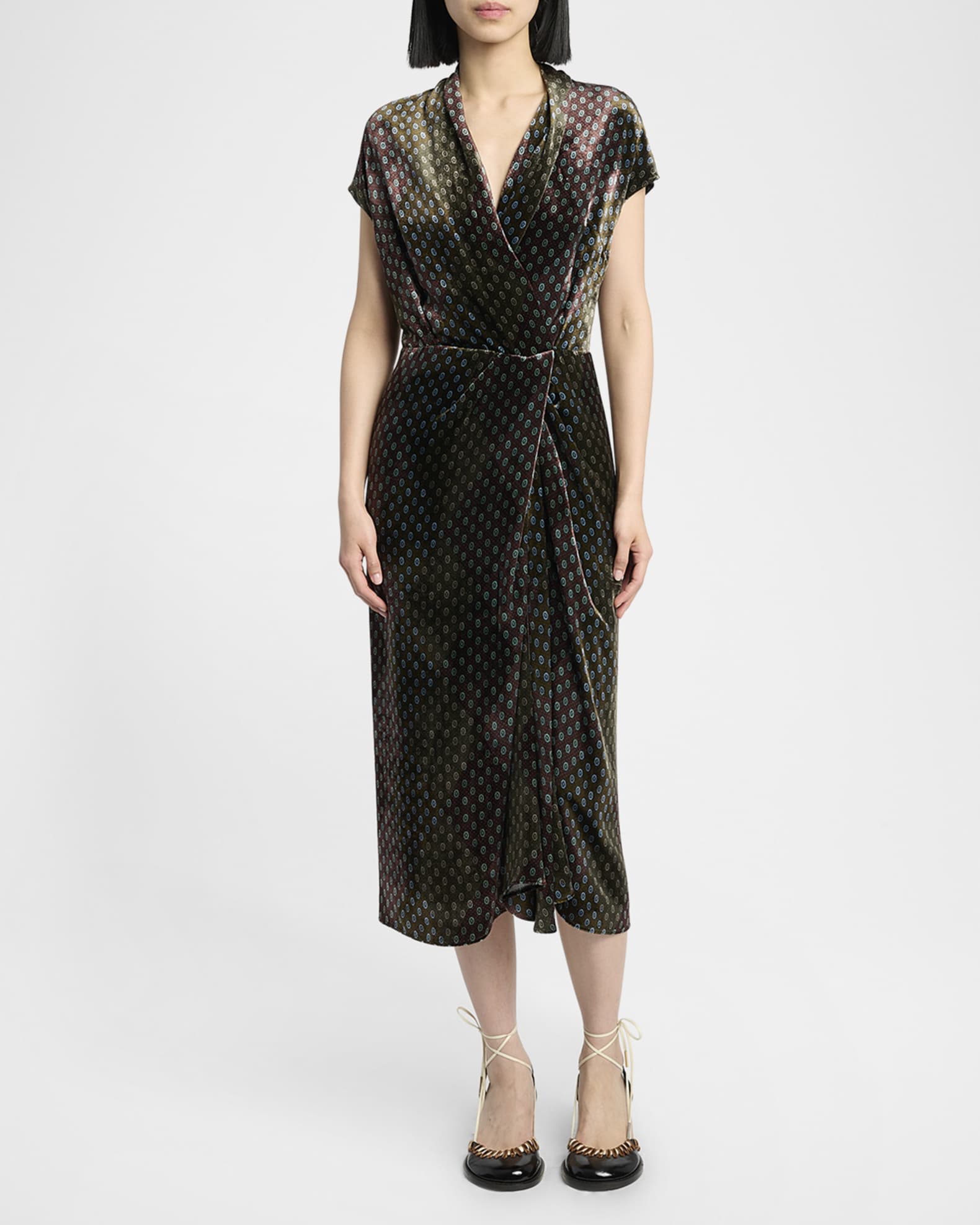 Dries Van Noten Dilian Silk Wrap Midi Dress | Neiman Marcus