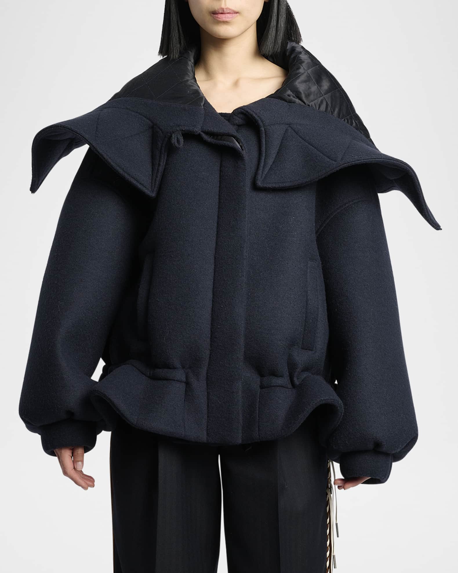 DRIES VAN NOTEN ポンチョ　アウター Dries Van Noten Villa Oversized Wool-Blend Parka Jacket | Neiman