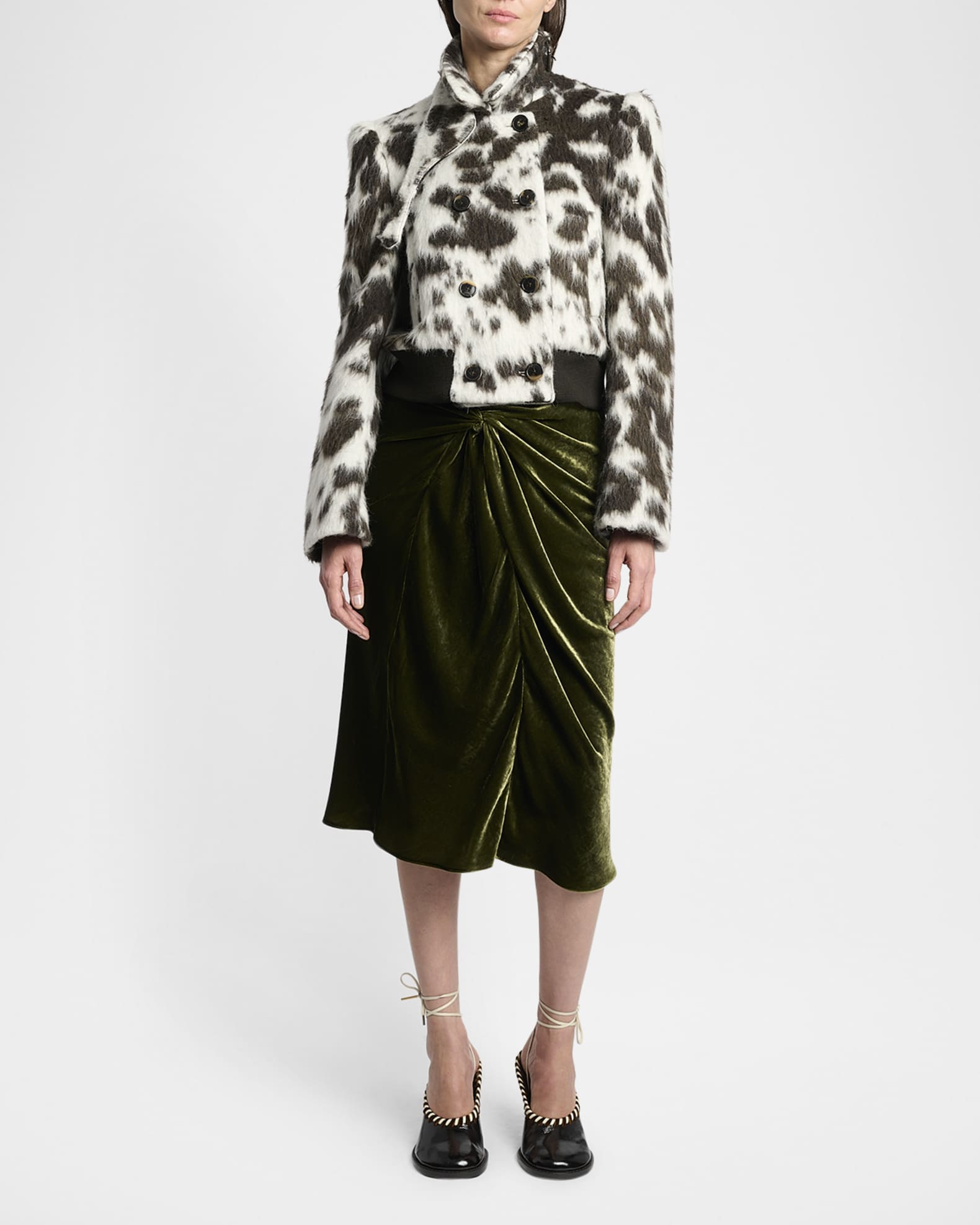 Dries Van Noten Vudy Cow-Print Wool-Blend Jacquard Jacket | Neiman