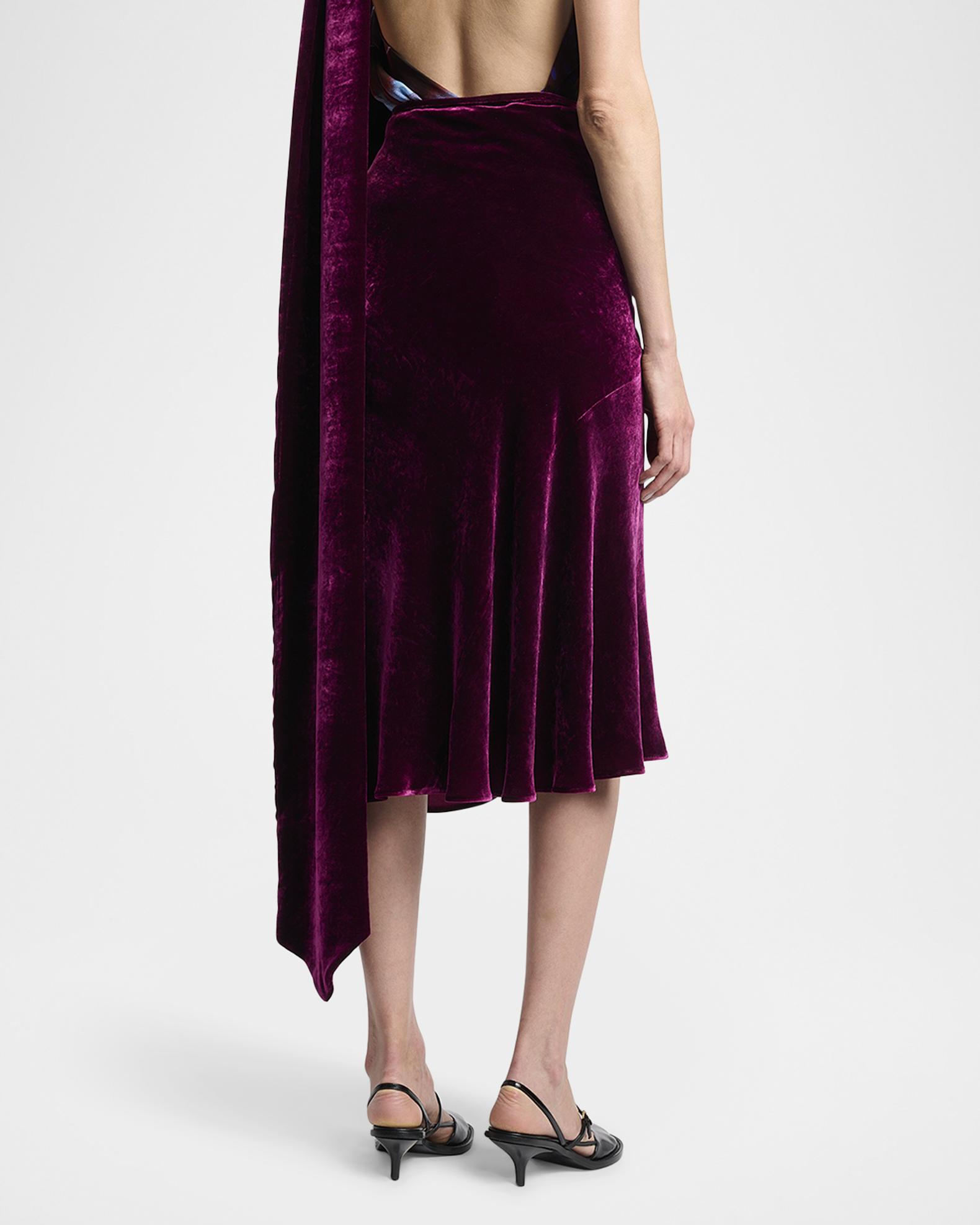 Dries Van Noten Smila Draped Velvet Midi Skirt | Neiman Marcus