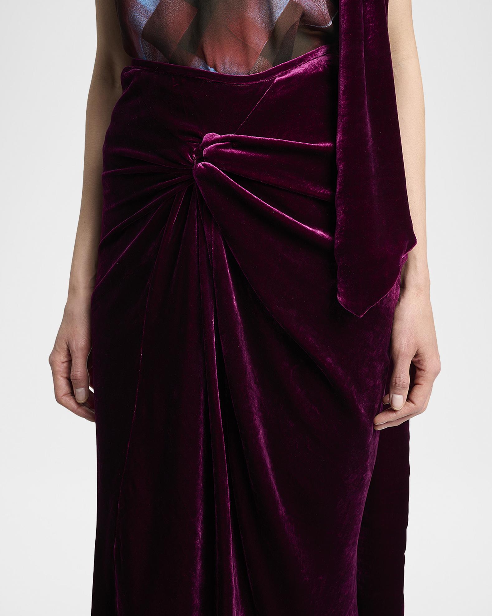 Dries Van Noten Smila Draped Velvet Midi Skirt | Neiman Marcus