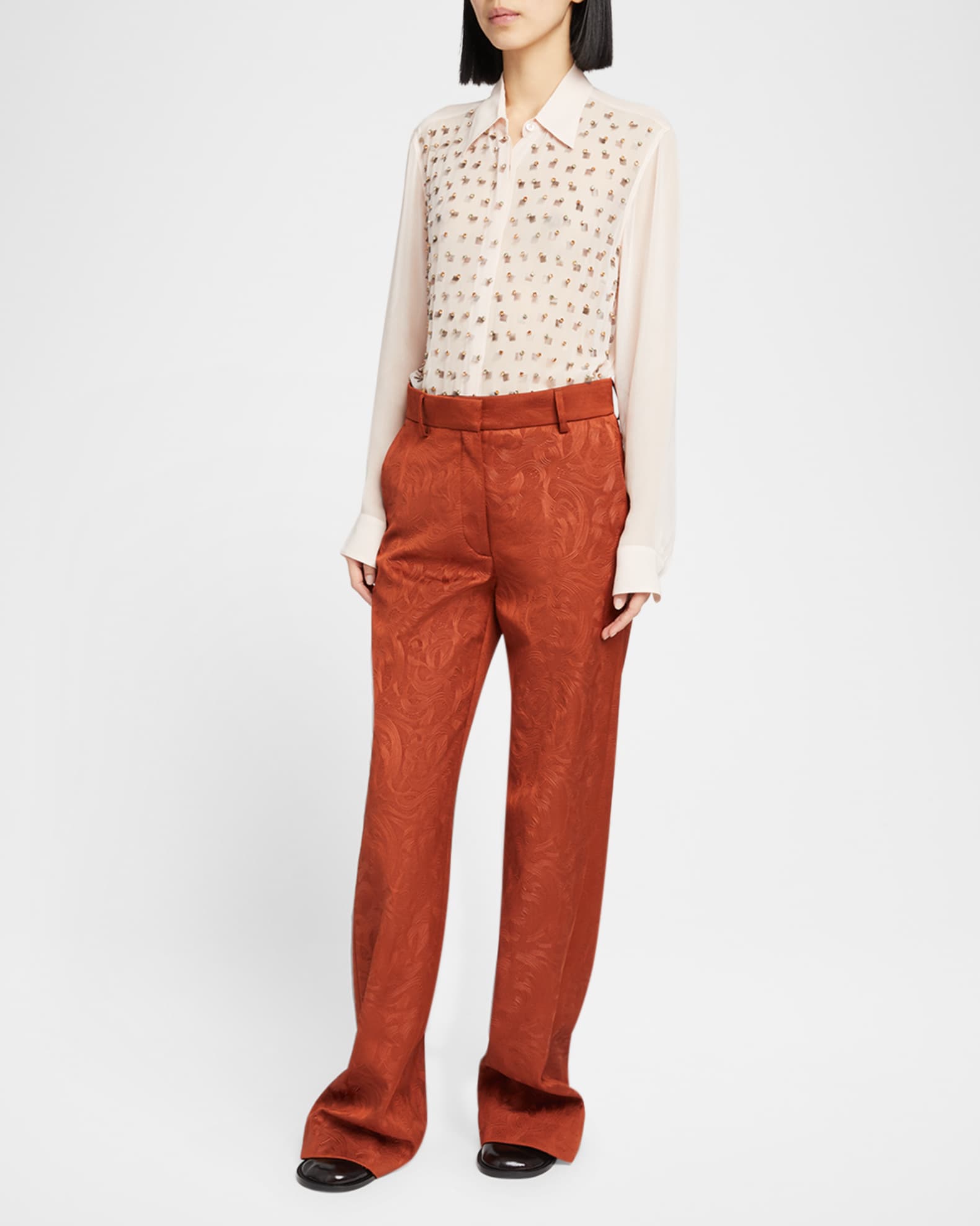 Dries Van Noten Paxy Straight-Leg Jacquard Pants | Neiman Marcus