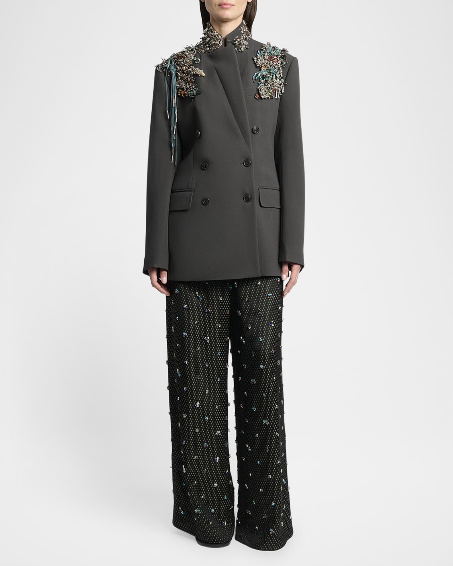 Dries Van Noten Embellished Double-Breasted Blazer | Neiman