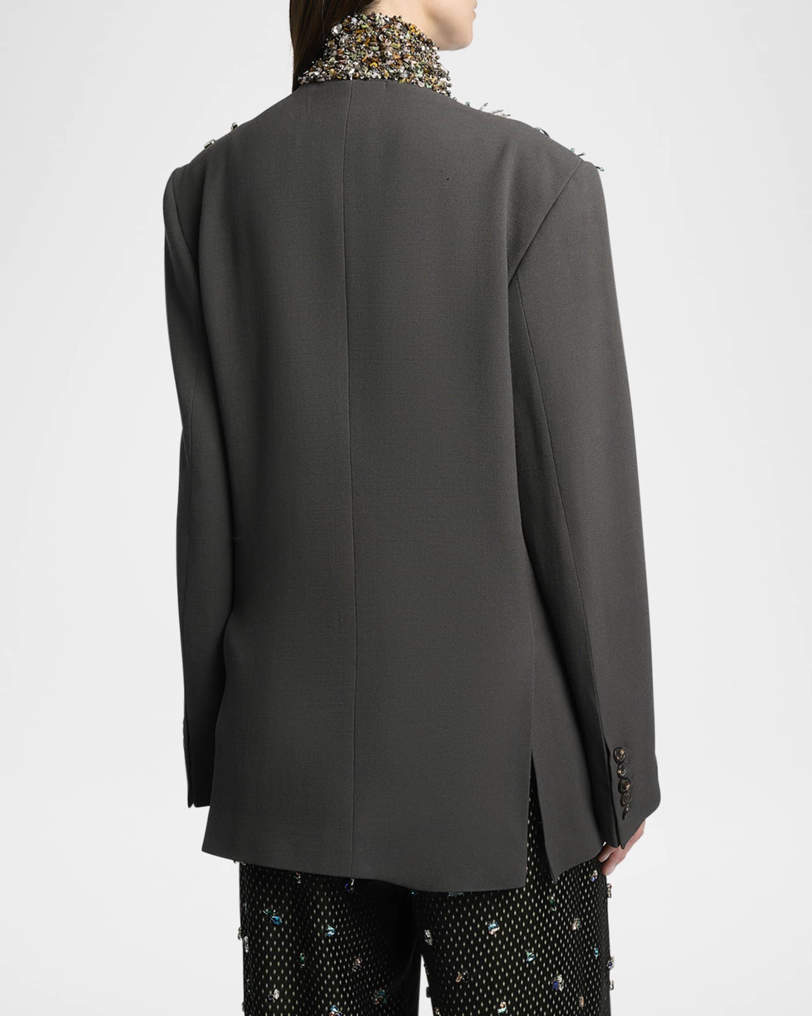 Dries Van Noten Embellished Double-Breasted Blazer | Neiman Marcus