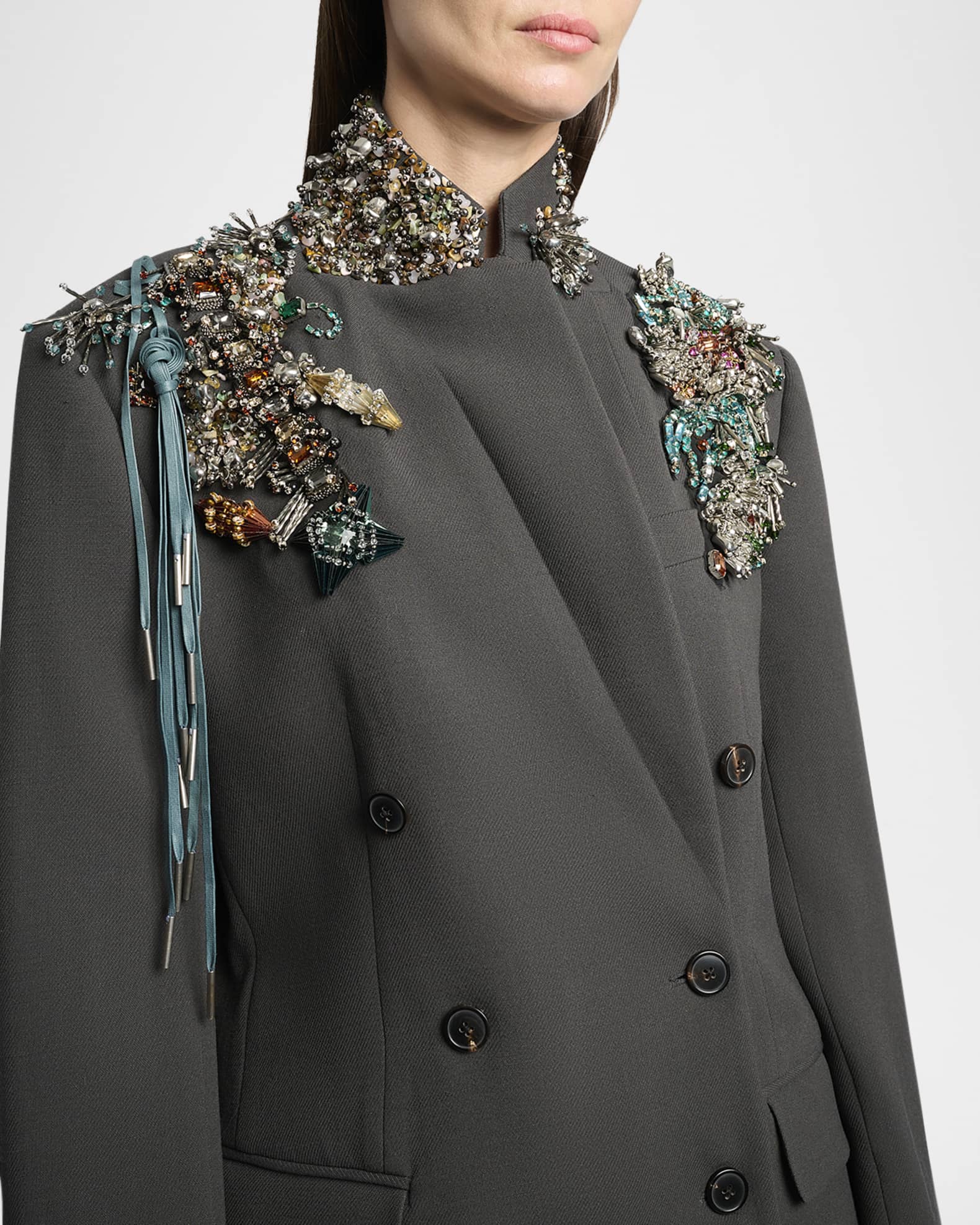 Dries Van Noten Embellished Double-Breasted Blazer | Neiman Marcus