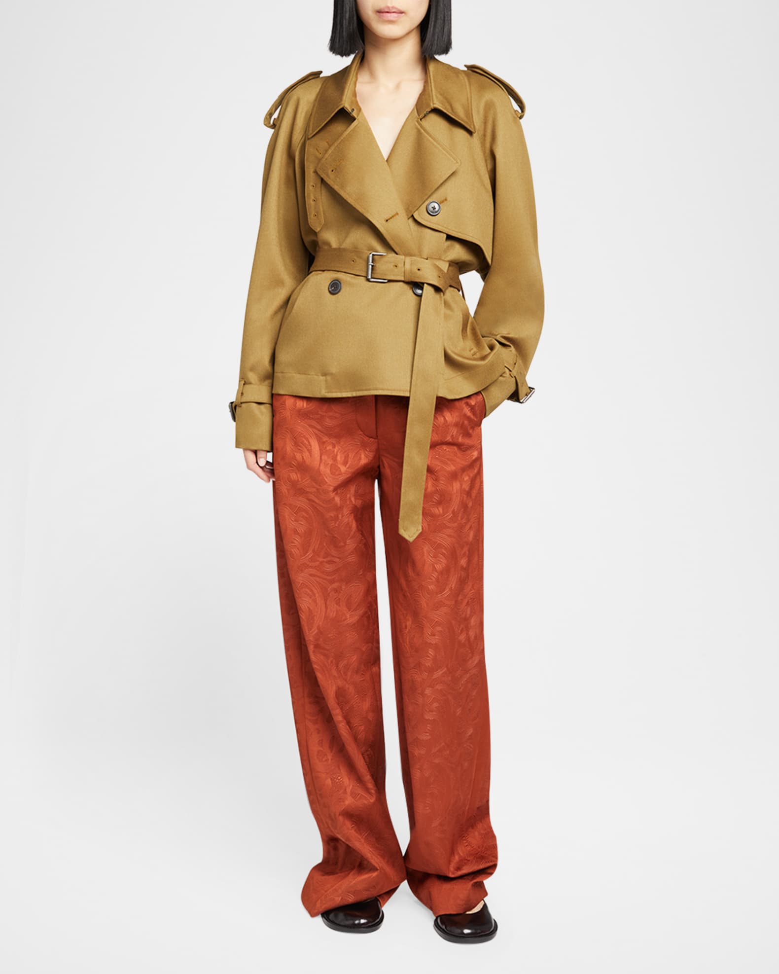 Dries Van Noten Ristos Belted Short Trench Coat | Neiman Marcus