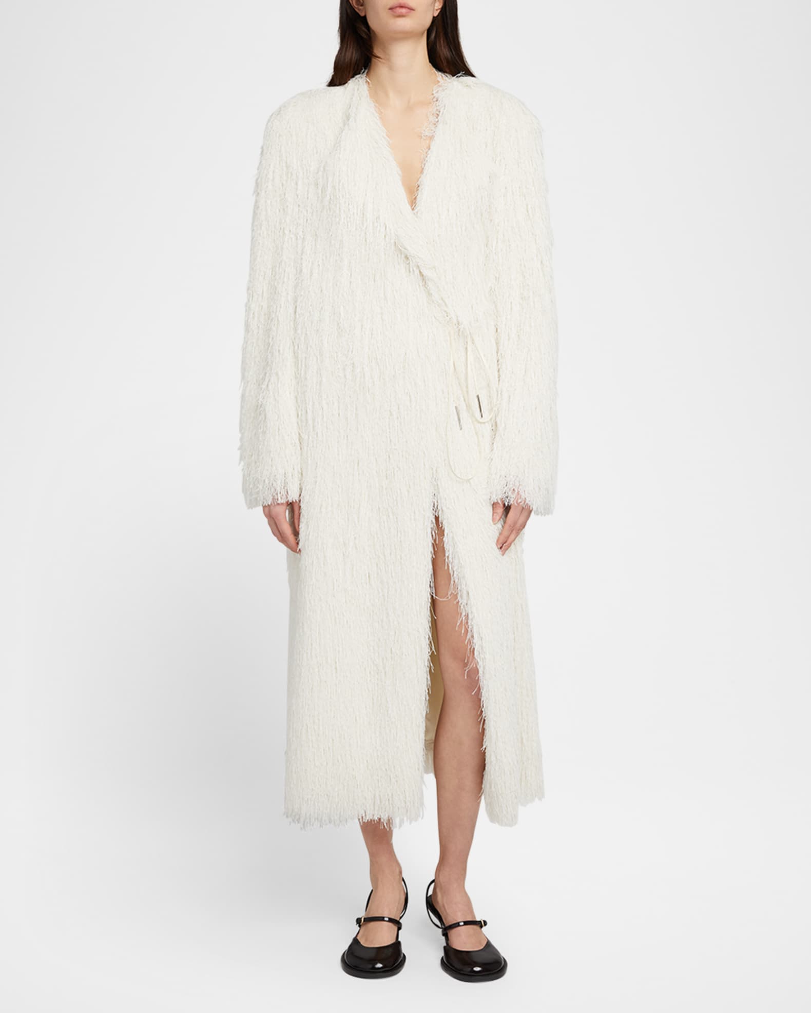 Dries Van Noten Rivla Fringe Wrap Coat | Neiman Marcus