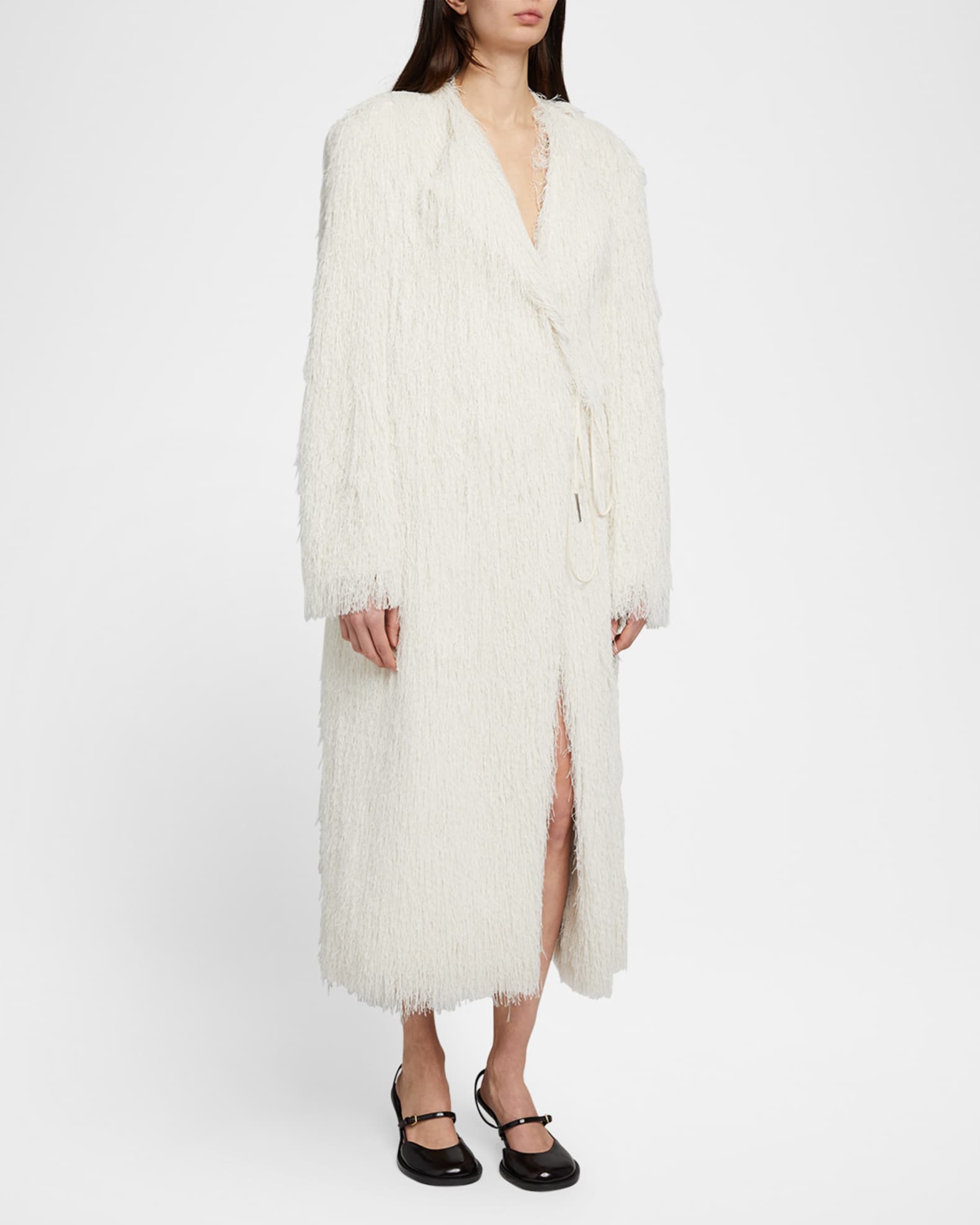 Dries Van Noten Rivla Fringe Wrap Coat | Neiman Marcus
