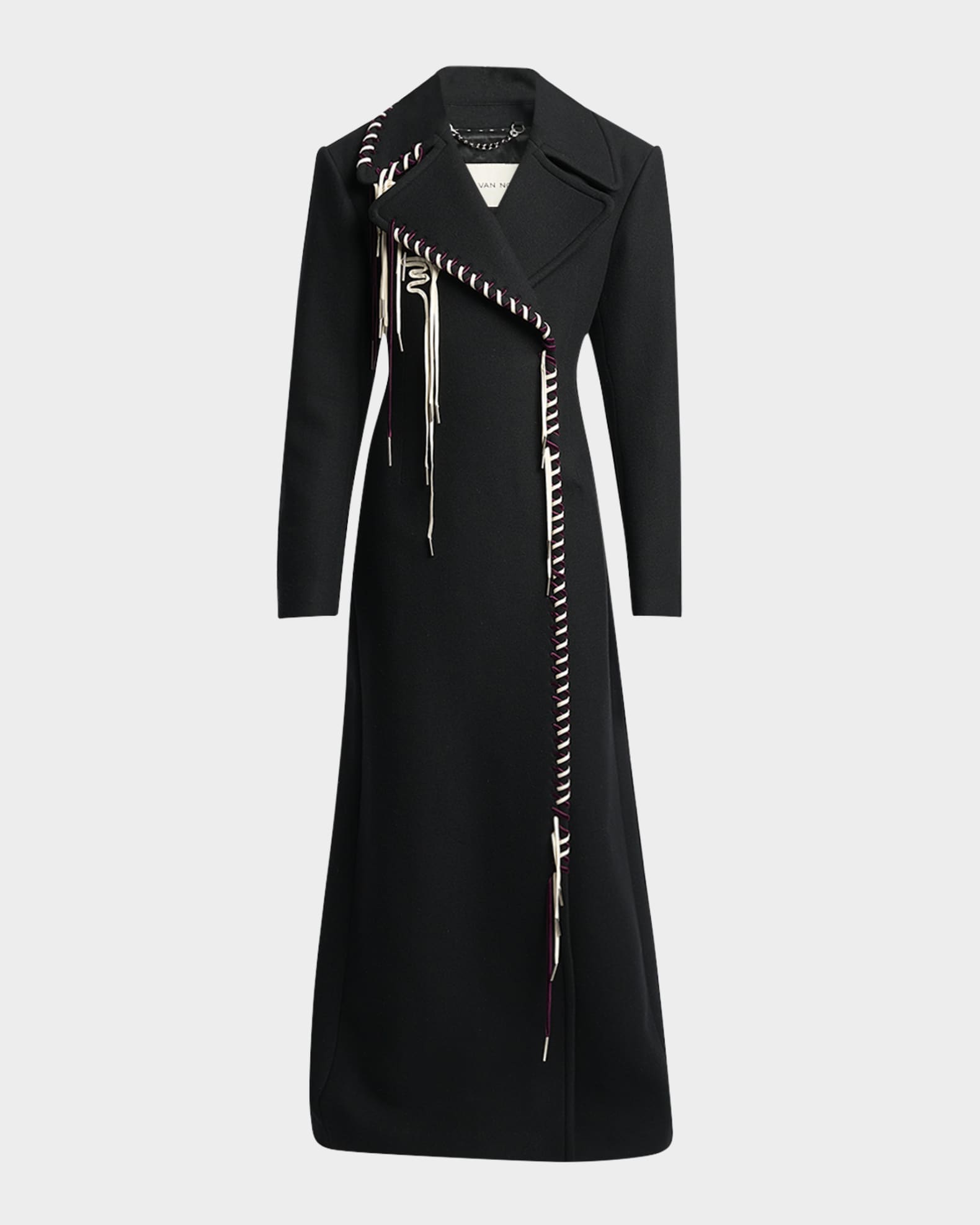 Dries Van Noten Embellished Floor-Length Wool Coat | Neiman Marcus