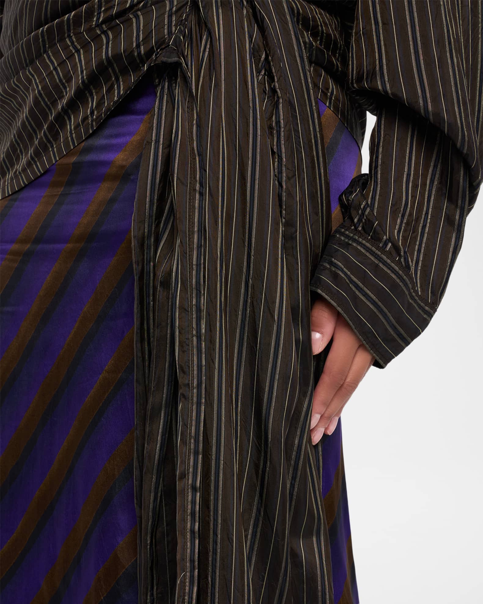 Dries Van Noten Senice Striped Drape Skirt | Neiman Marcus