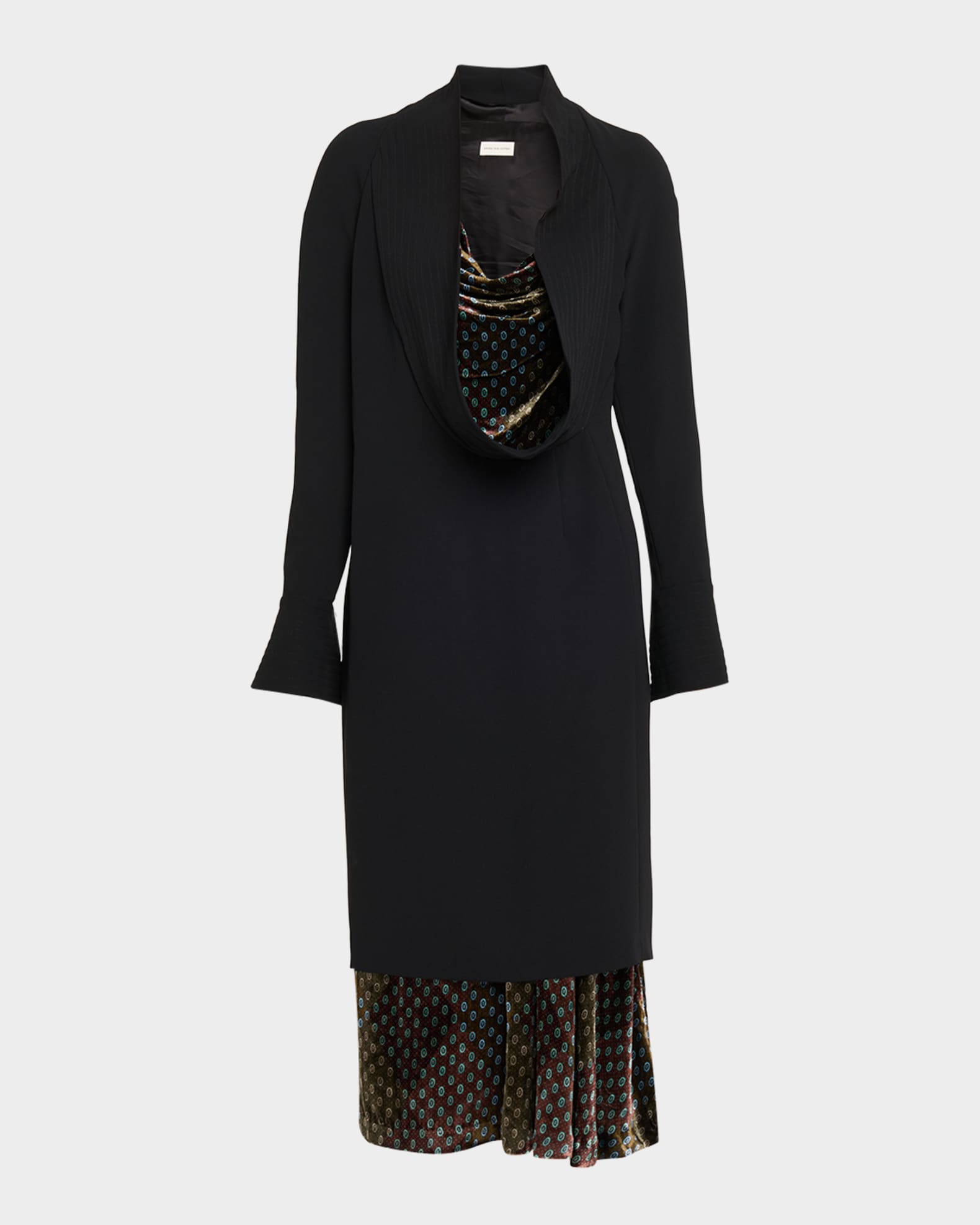 Dries Van Noten Delsey Cowl-Neck Long-Sleeve Midi Dress | Neiman